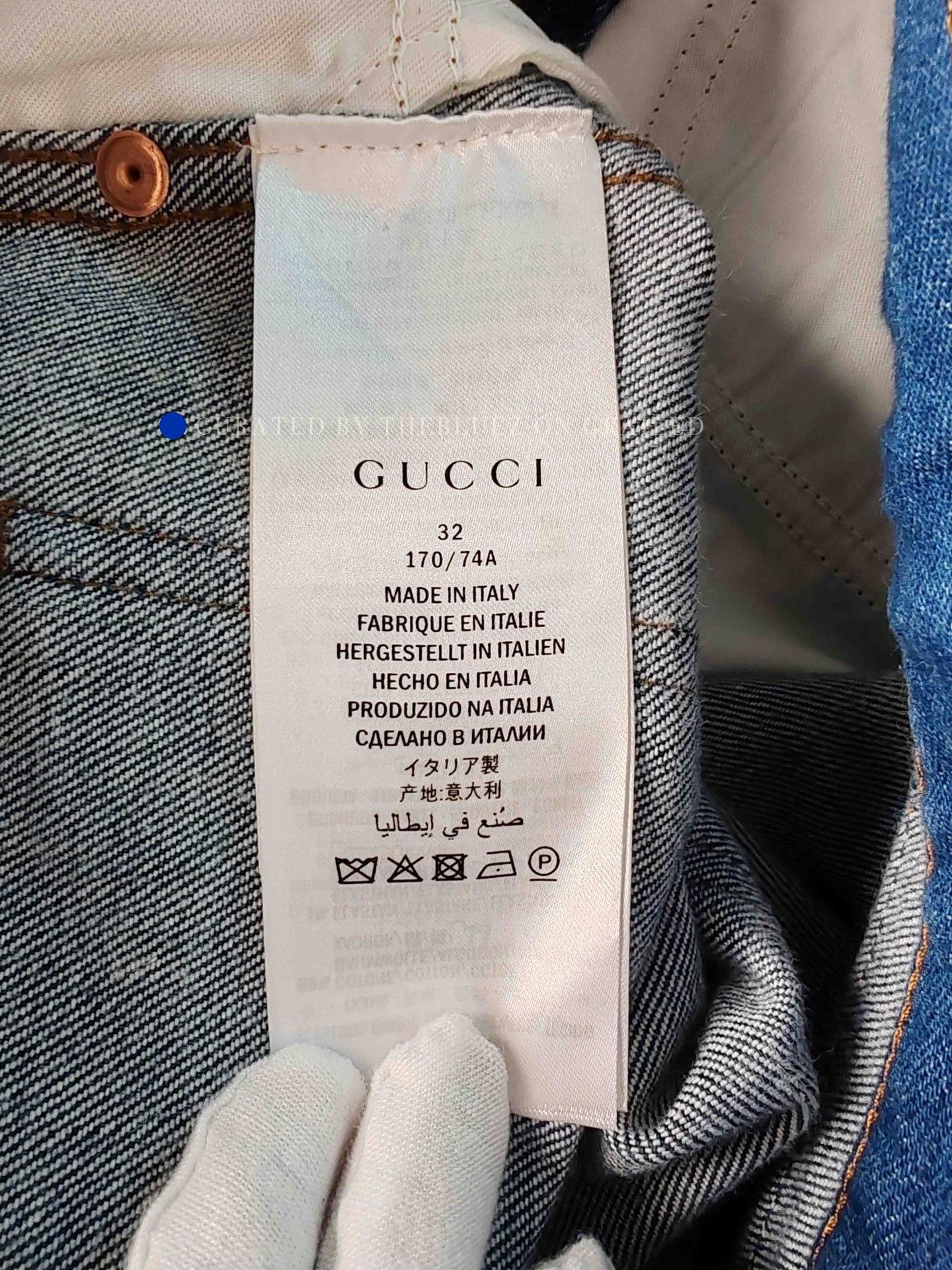 Gucci Blue Denim Jeans with Cat & Floral Embroidery Size 32 Size US 32 / EU 48 - 9 Thumbnail