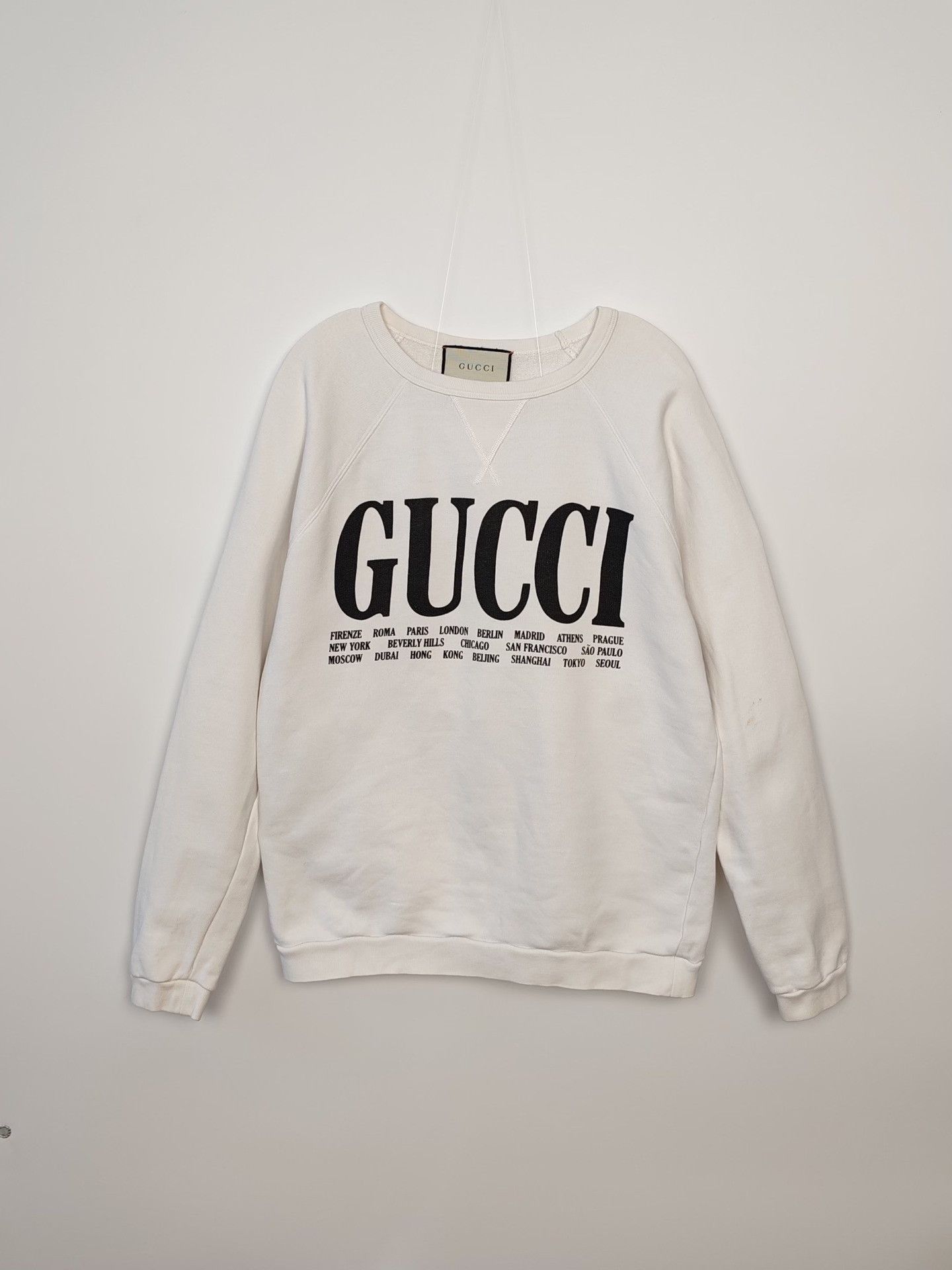 Gucci White Crewneck Sweatshirt with City Print (XS) Size US XS / EU 42 / 0 - 2 Thumbnail