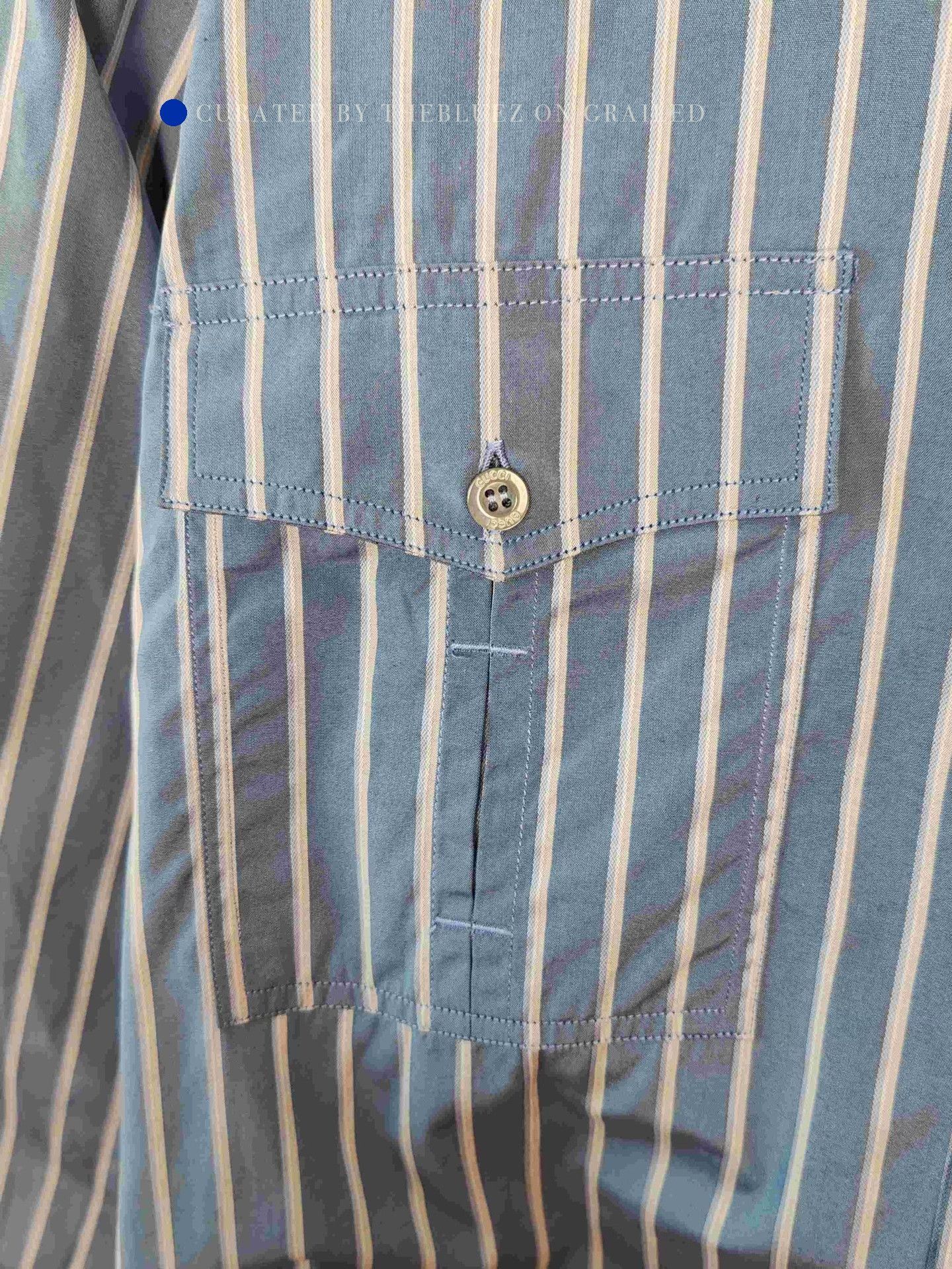 Gucci Blue Striped Long-Sleeve Button-Up Shirt Size US M / EU 48-50 / 2 - 6 Thumbnail