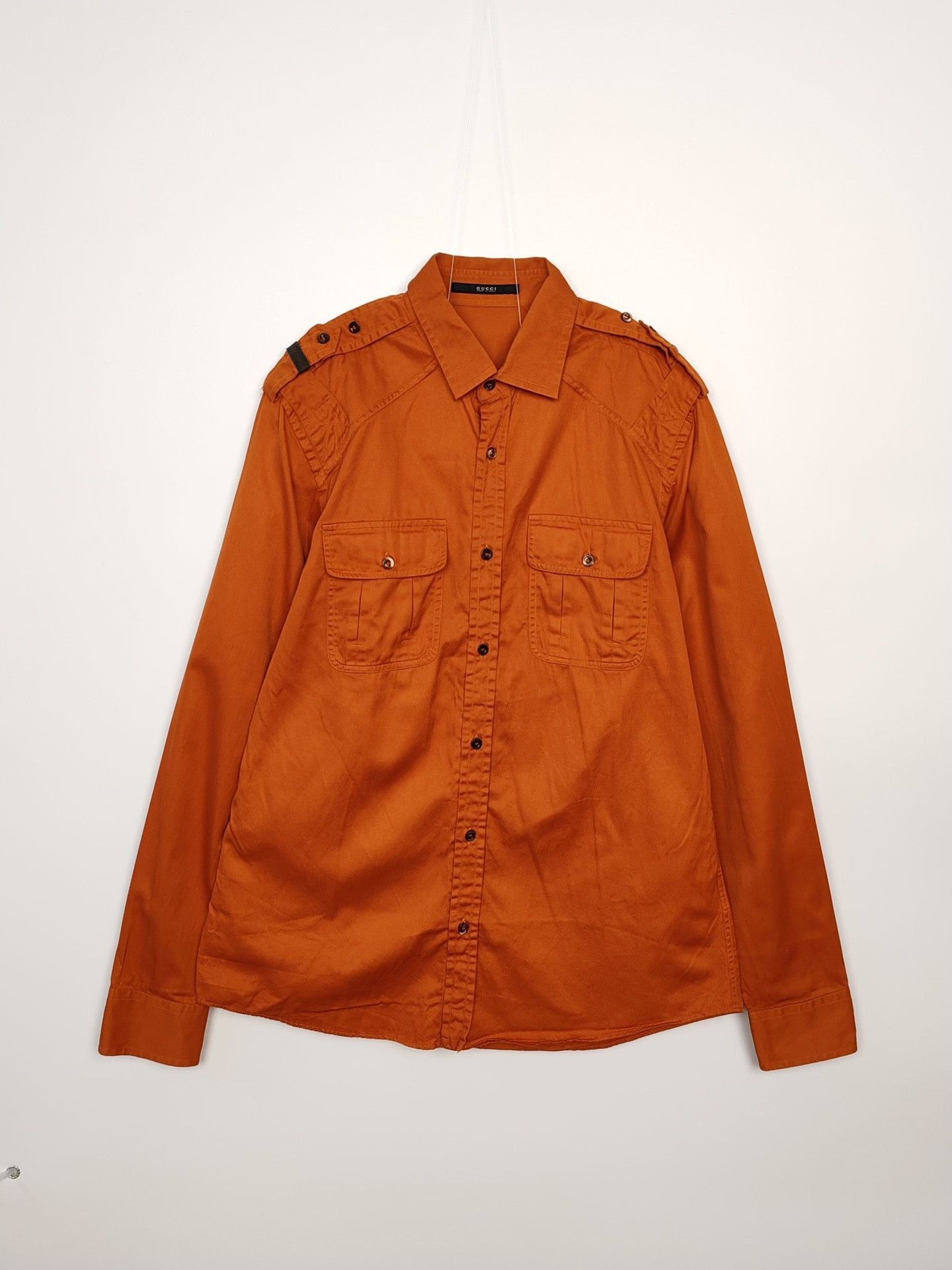 Gucci Orange Long Sleeve Button-Up Shirt with Pockets Size US L / EU 52-54 / 3 - 2 Thumbnail