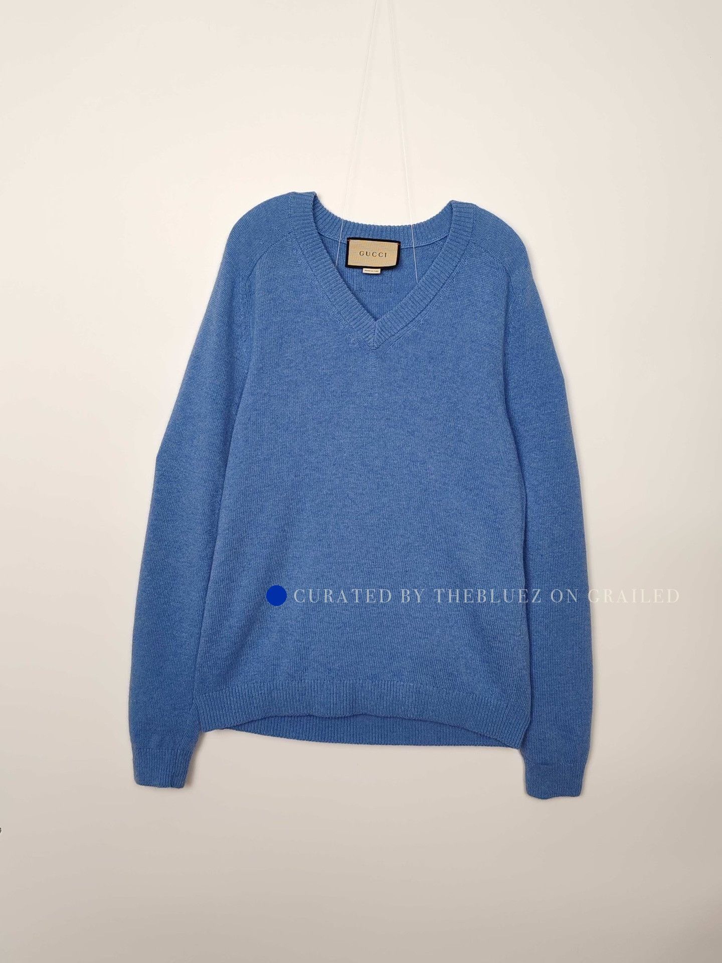 Gucci Blue V-Neck Long Sleeve Sweater Size US M / EU 48-50 / 2 - 2 Thumbnail