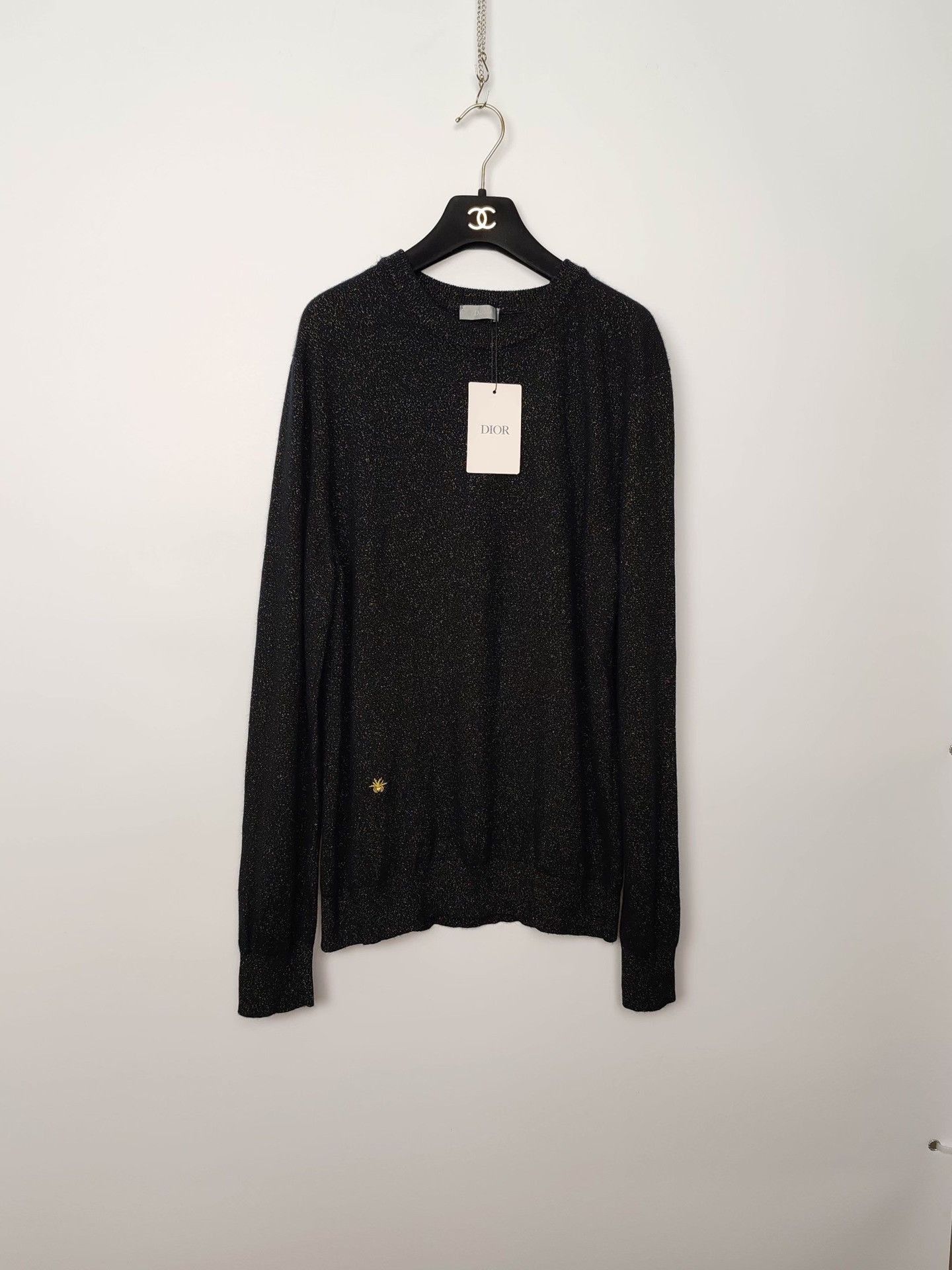 Dior Black Long Sleeve Glitter Knit Sweater Size US L / EU 52-54 / 3 - 2 Thumbnail