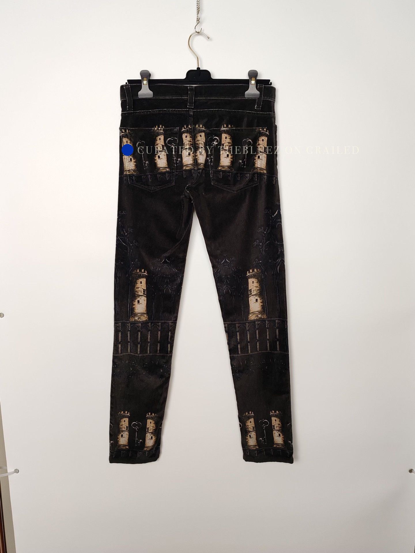 Dolce & Gabbana Black Castle & Key Print Denim Jeans Size 28 Size US 28 / EU 44 - 3 Thumbnail