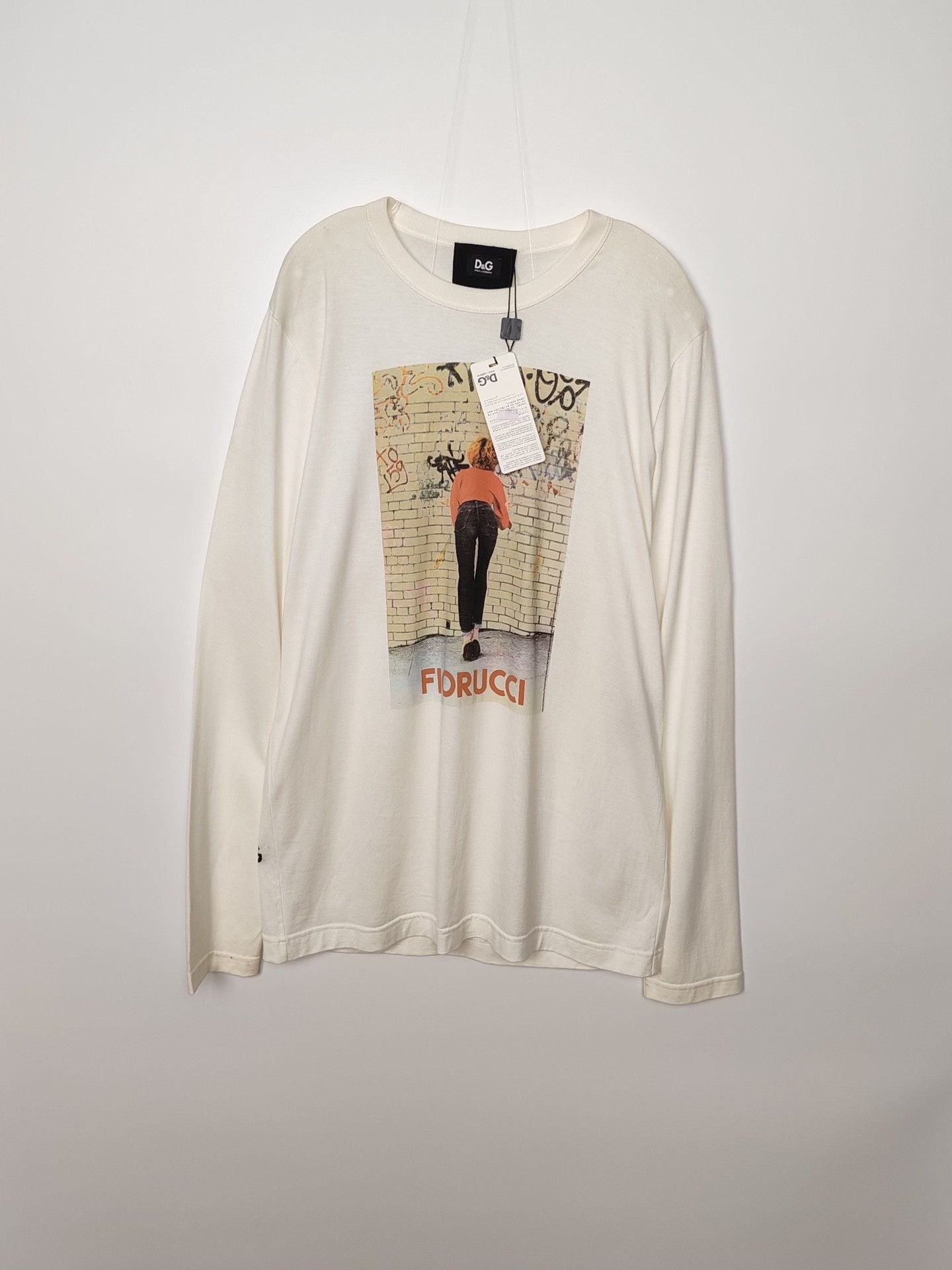 Dolce & Gabbana White Long Sleeve Graphic Print Shirt Size US L / EU 52-54 / 3 - 2 Thumbnail