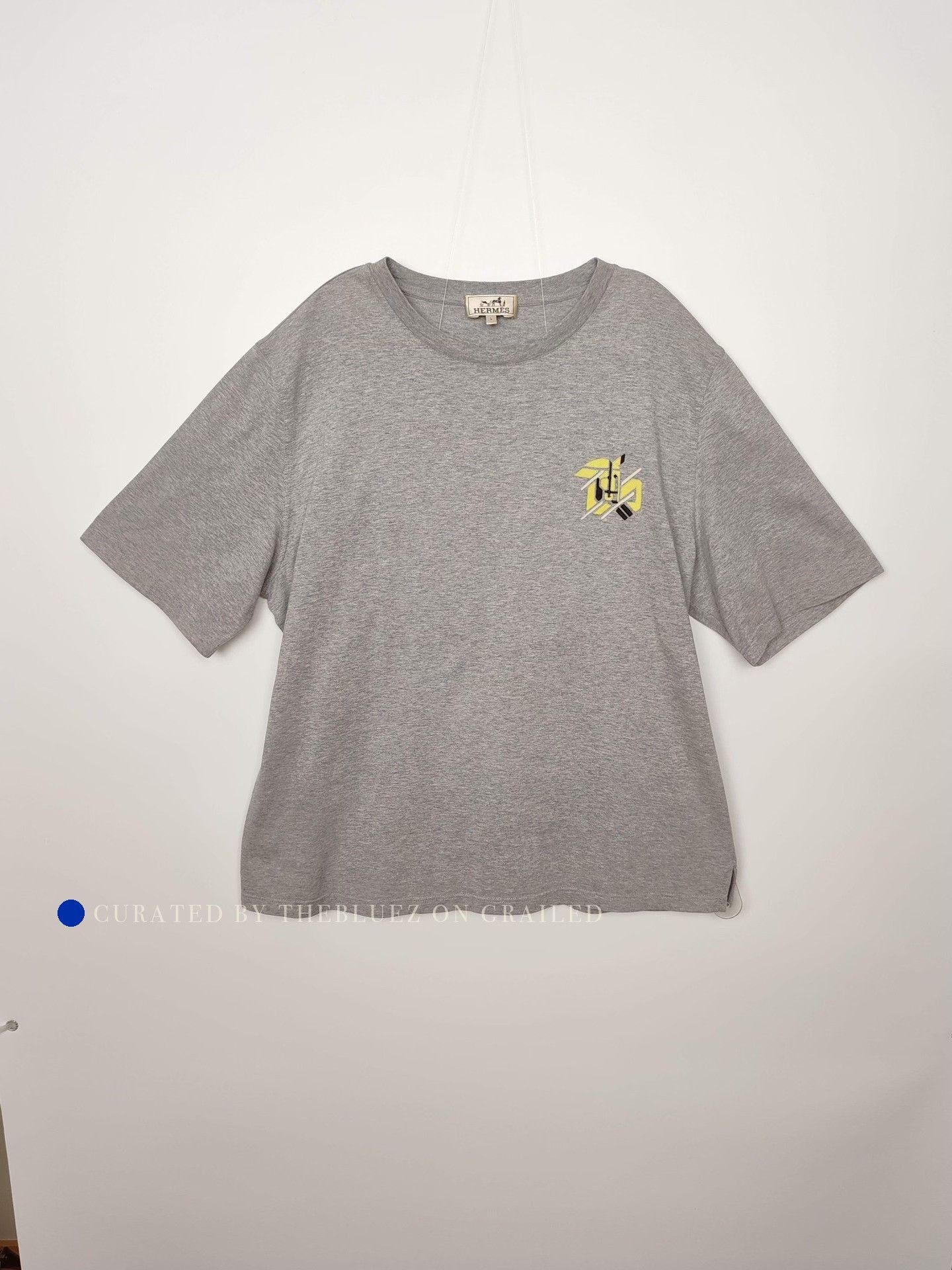 Hermes Gray Short Sleeve T-Shirt with Embroidered Chest Design Size US L / EU 52-54 / 3 - 2 Thumbnail