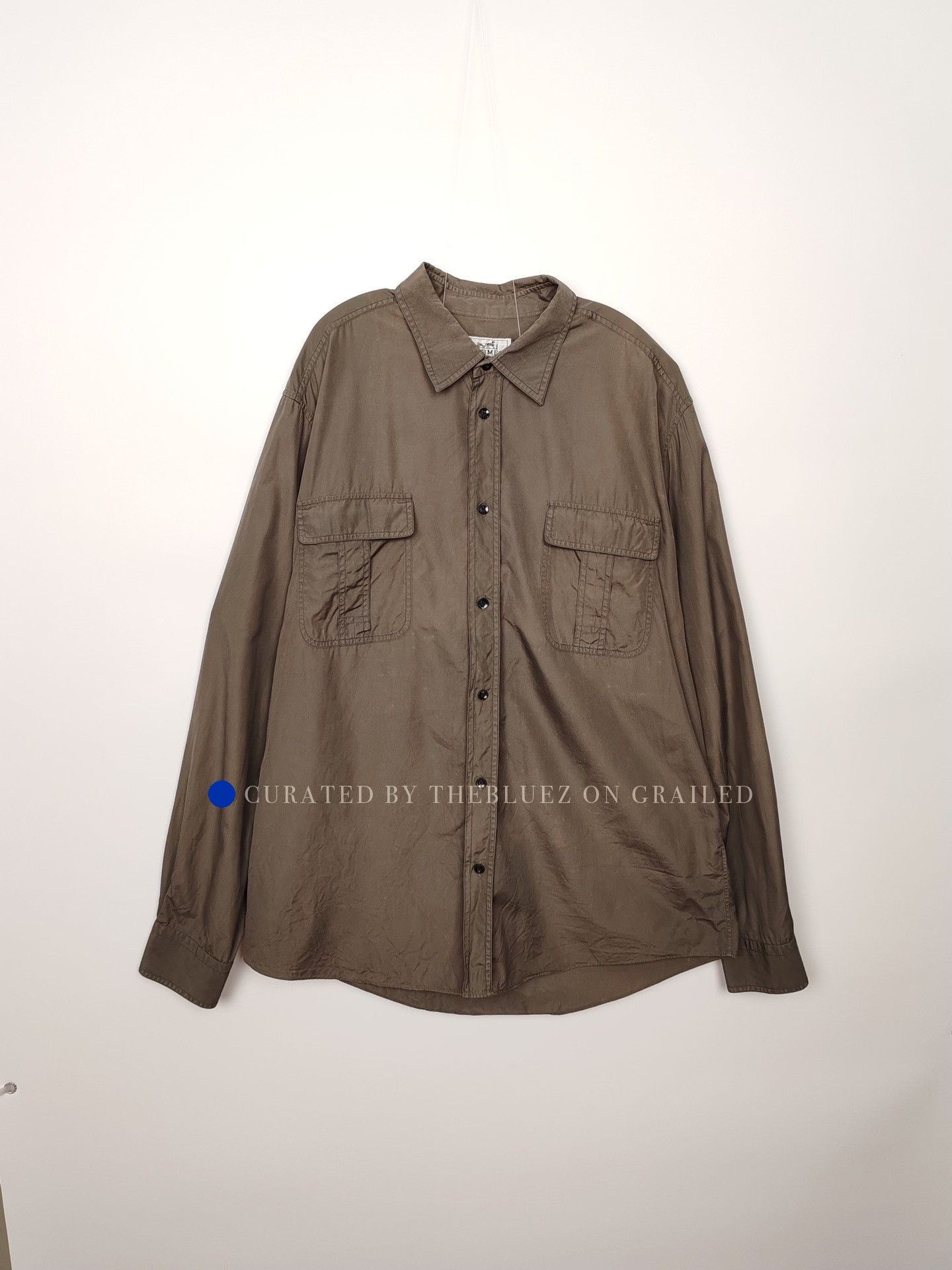 Hermes Brown Long Sleeve Button-Up Shirt Size L Size US L / EU 52-54 / 3 - 2 Thumbnail