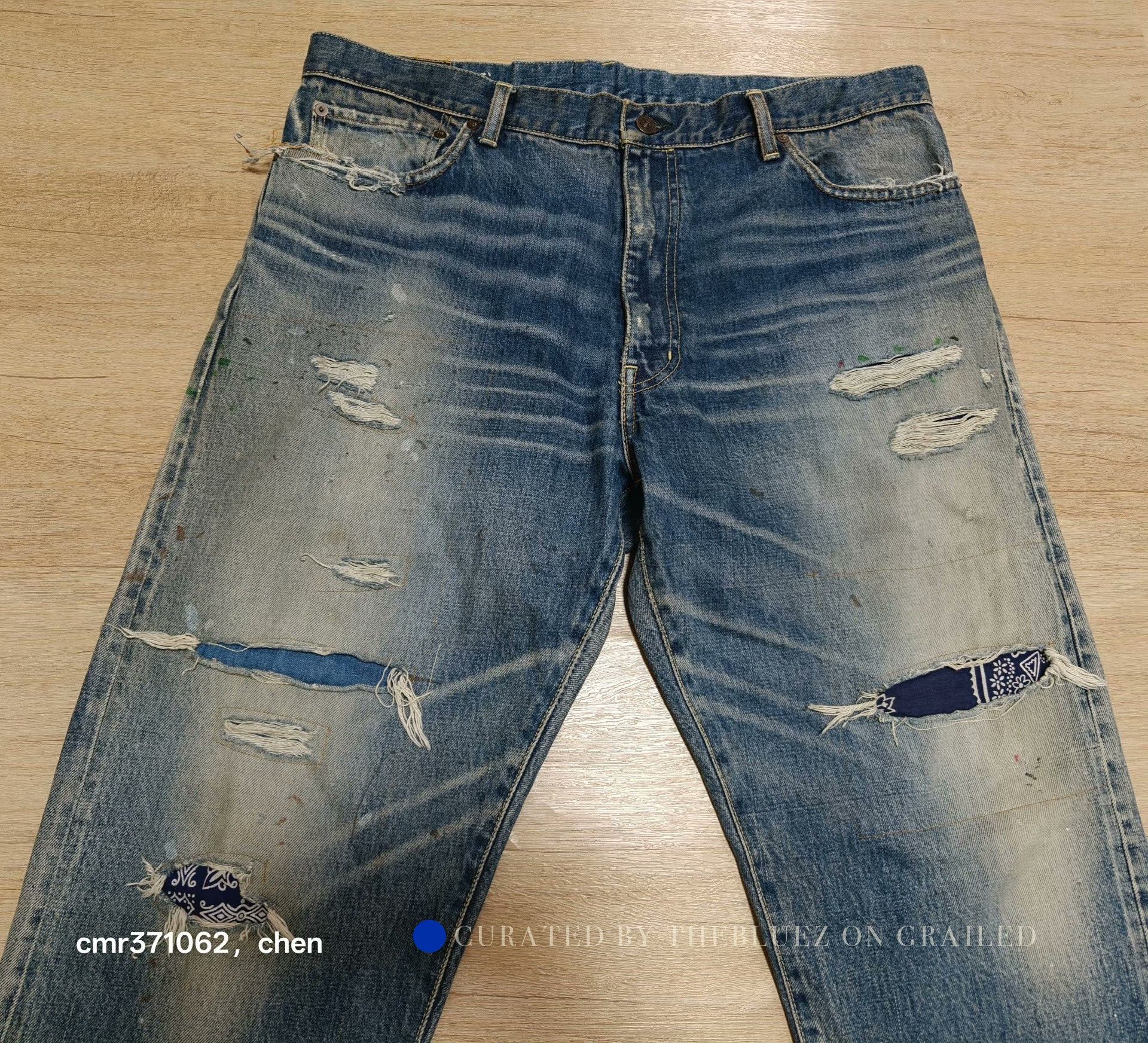 Visvim Blue Distressed Denim Jeans with Patches Size US 36 / EU 52 - 3 Thumbnail