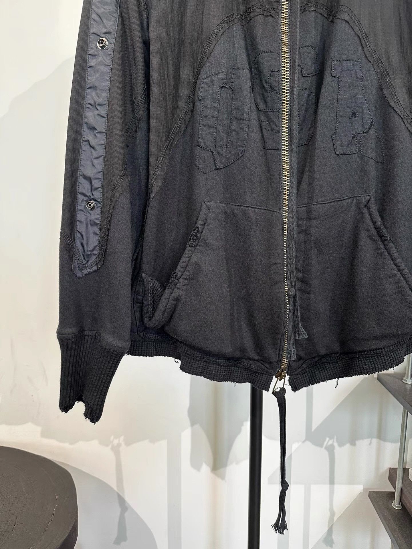 Greg Lauren Black Hooded Light Jacket with Zip Closure Size US M / EU 48-50 / 2 - 5 Thumbnail
