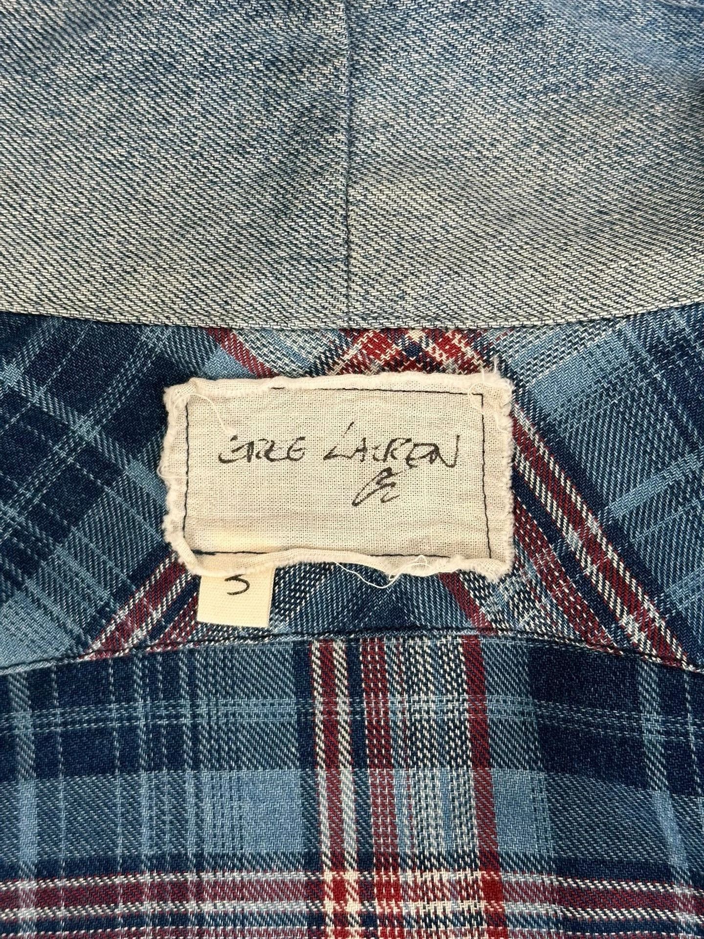 Greg Lauren Blue Plaid Distressed Long Sleeve Button-Up Shirt Size US L / EU 52-54 / 3 - 6 Thumbnail
