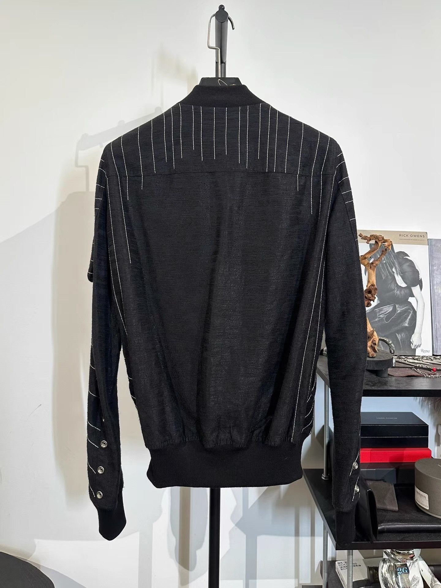 Rick Owens Black Sunburst Stripe Bomber Jacket Size US S / EU 44-46 / 1 - 2 Thumbnail