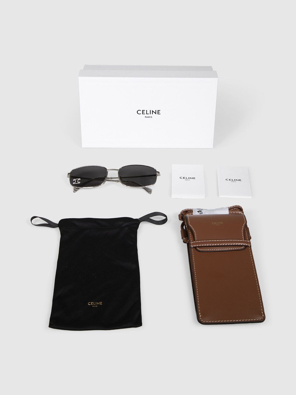 Celine Silver Metal Triomphe Rhinestone Sunglasses Size ONE SIZE - 3 Thumbnail