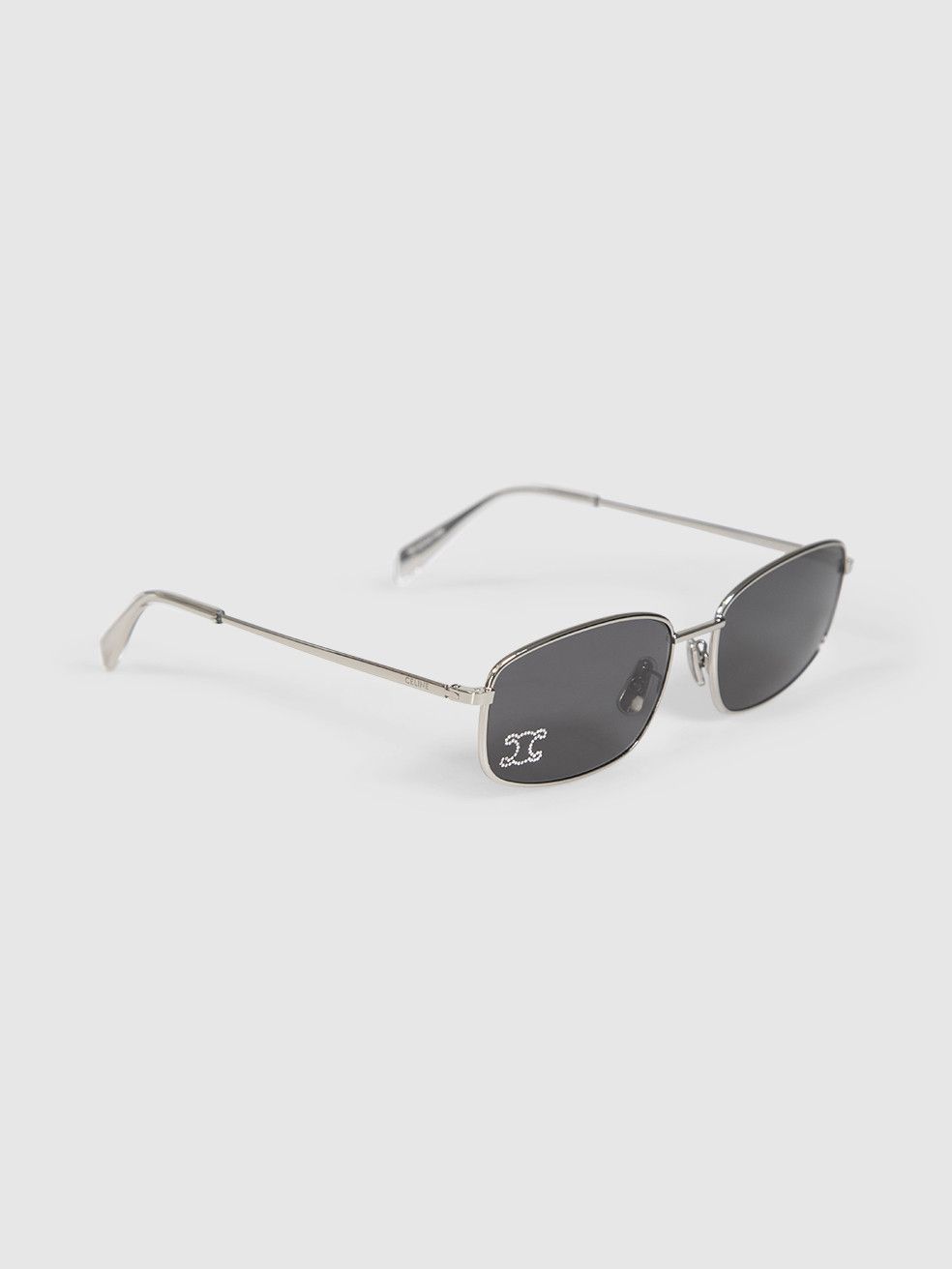 Celine Silver Metal Triomphe Rhinestone Sunglasses Size ONE SIZE - 4 Thumbnail