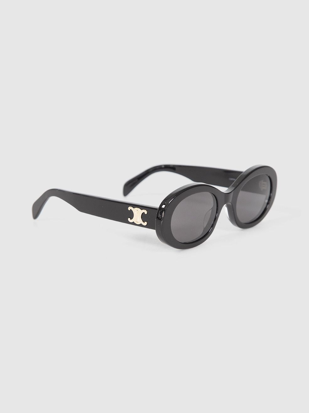 Celine Black Shiny Oval Sunglasses Size ONE SIZE - 4 Thumbnail