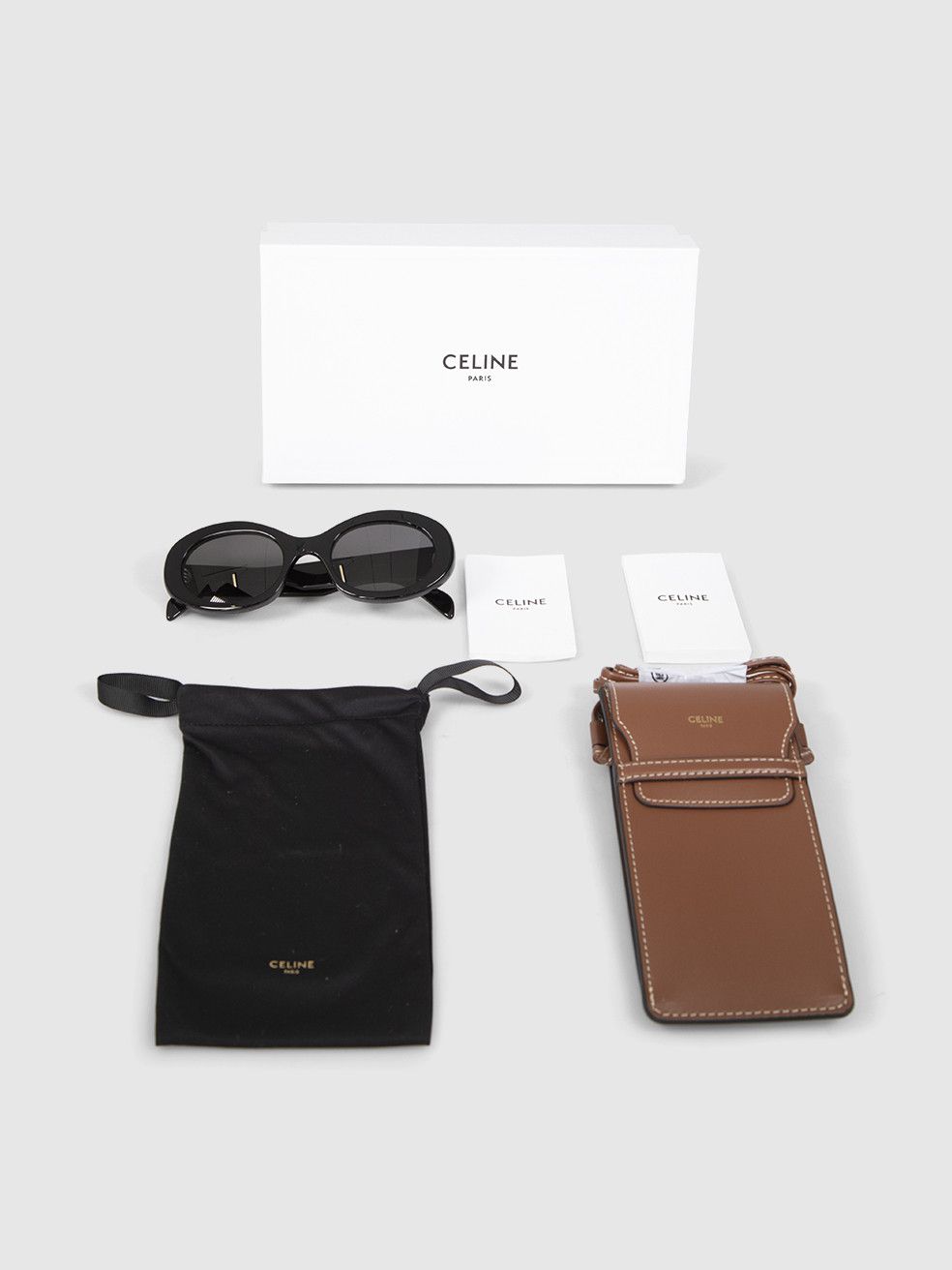 Celine Black Shiny Oval Sunglasses Size ONE SIZE - 3 Thumbnail