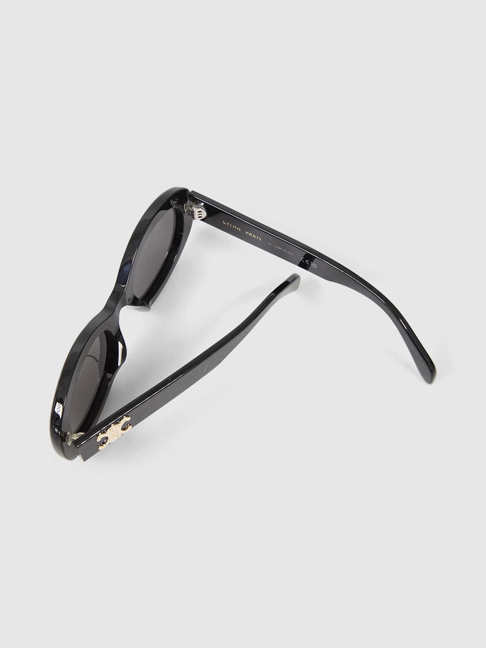 Celine Black Shiny Oval Sunglasses Size ONE SIZE - 8 Thumbnail