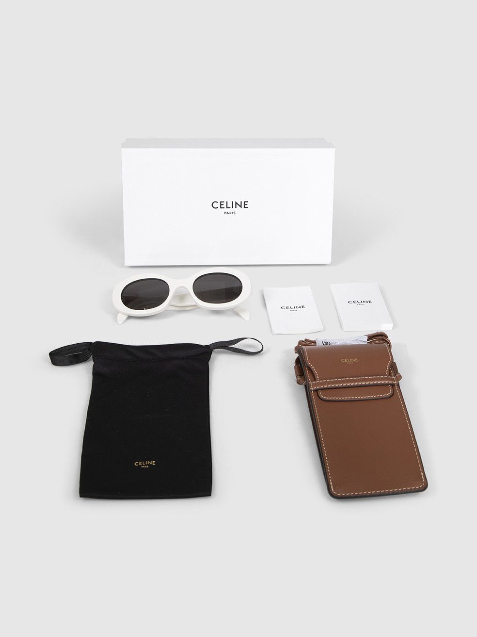 Celine White Oval Triomphe Sunglasses Size ONE SIZE - 3 Thumbnail