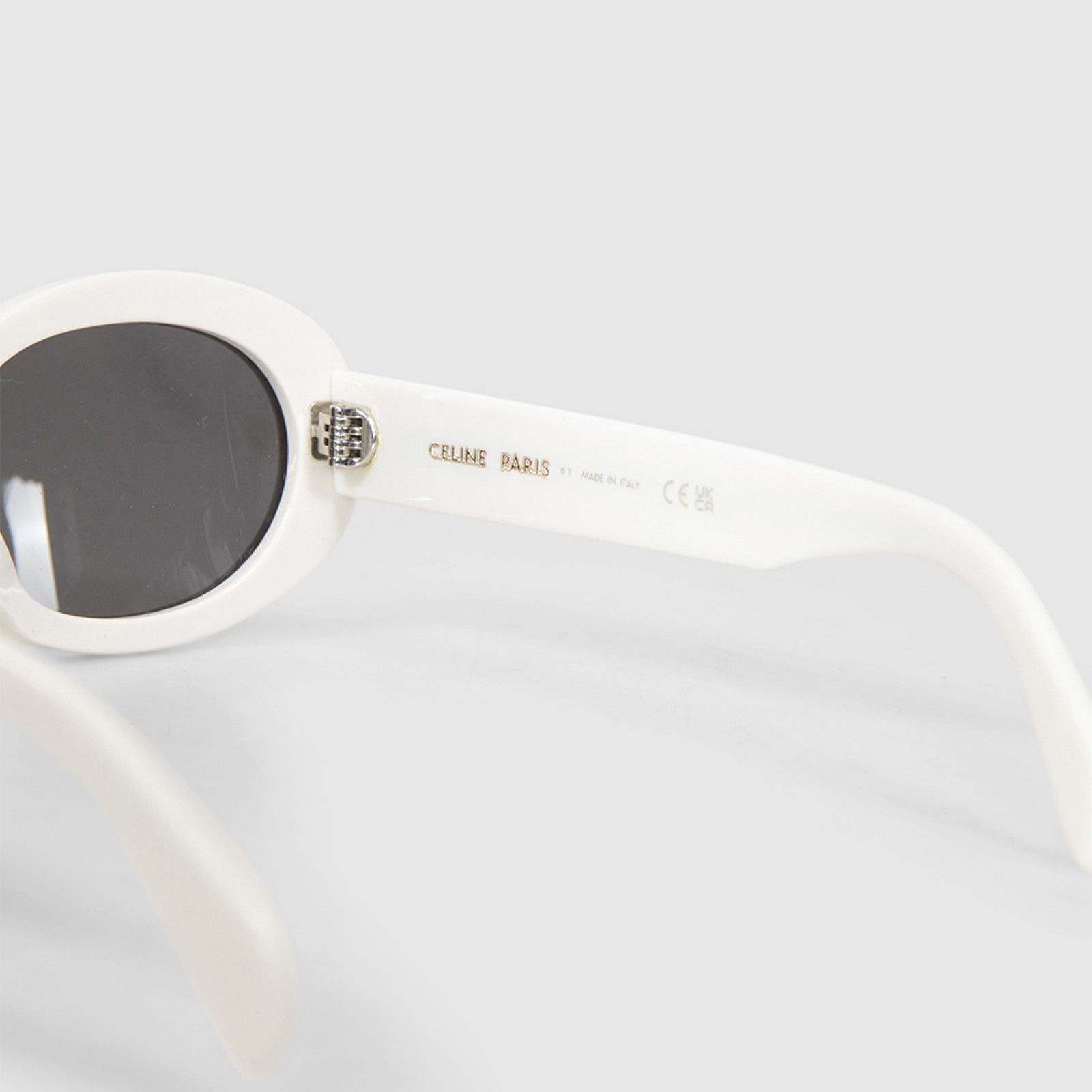 Celine White Oval Triomphe Sunglasses Size ONE SIZE - 11 Thumbnail