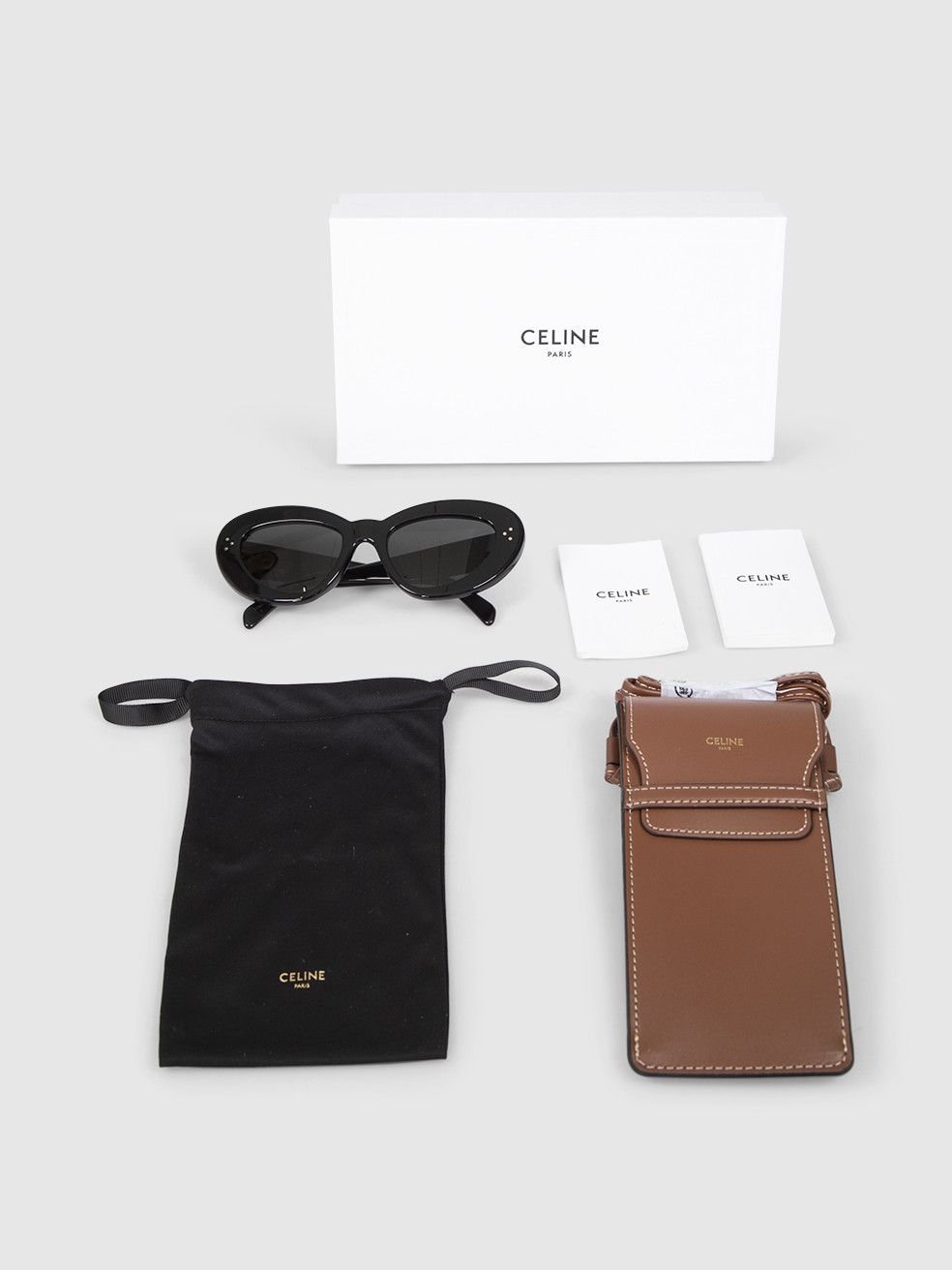 Celine Black Oversized Cat Eye 3 Dots Sunglasses Size ONE SIZE - 3 Thumbnail