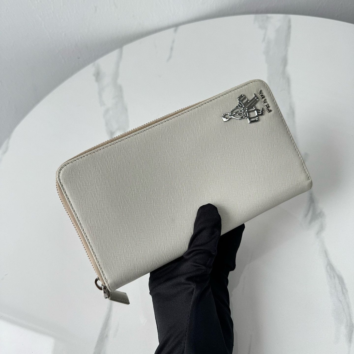 Prada Prada Saffiano Leather Zip Around Wallet ONE SIZE Size ONE SIZE - 8 Thumbnail