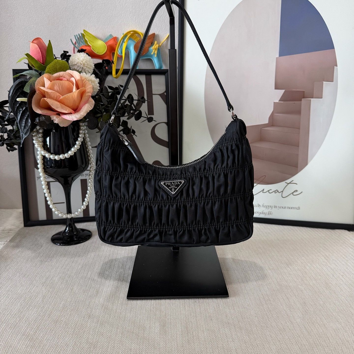 Prada Prada Ruched Nylon Re-Edition Hobo Bag Size ONE SIZE - 2 Thumbnail