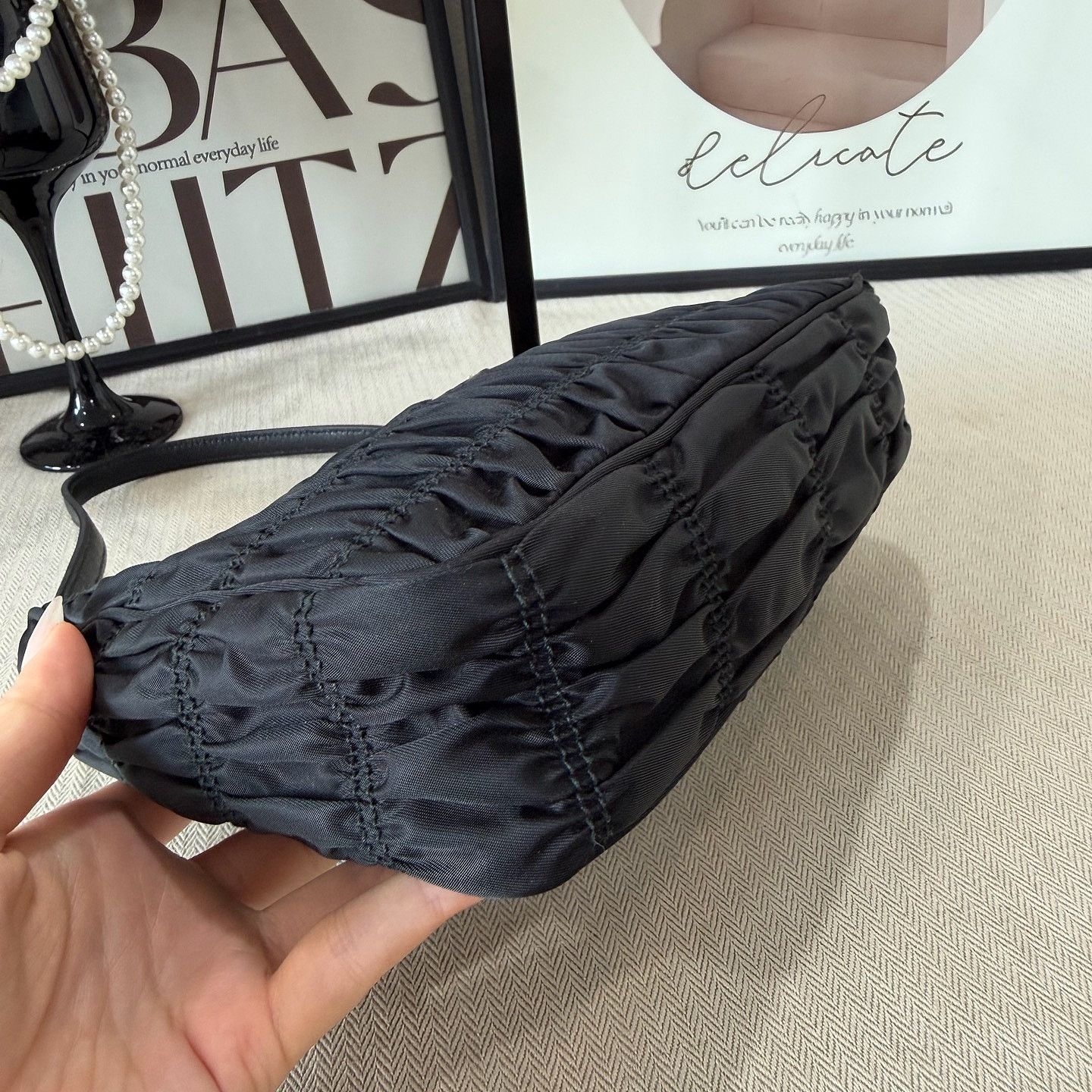 Prada Prada Ruched Nylon Re-Edition Hobo Bag Size ONE SIZE - 8 Thumbnail