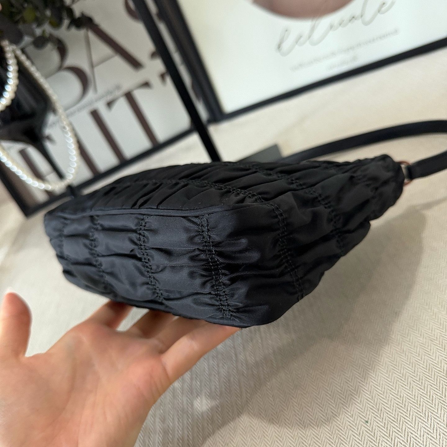 Prada Prada Ruched Nylon Re-Edition Hobo Bag Size ONE SIZE - 9 Thumbnail