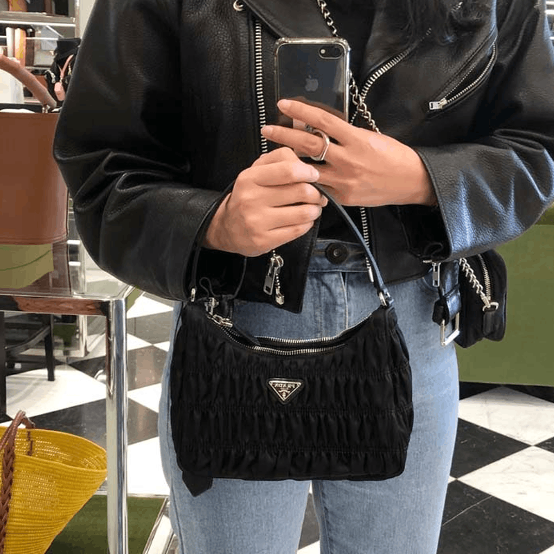 Prada Prada Ruched Nylon Re-Edition Hobo Bag Size ONE SIZE - 12 Thumbnail