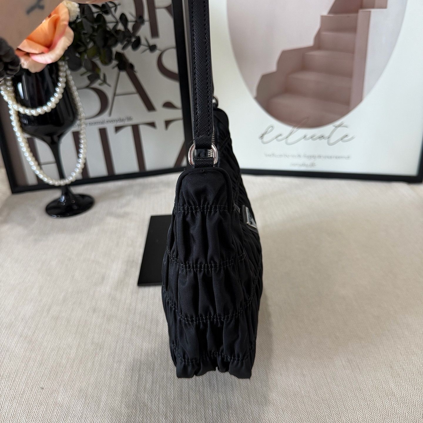 Prada Prada Ruched Nylon Re-Edition Hobo Bag Size ONE SIZE - 6 Thumbnail