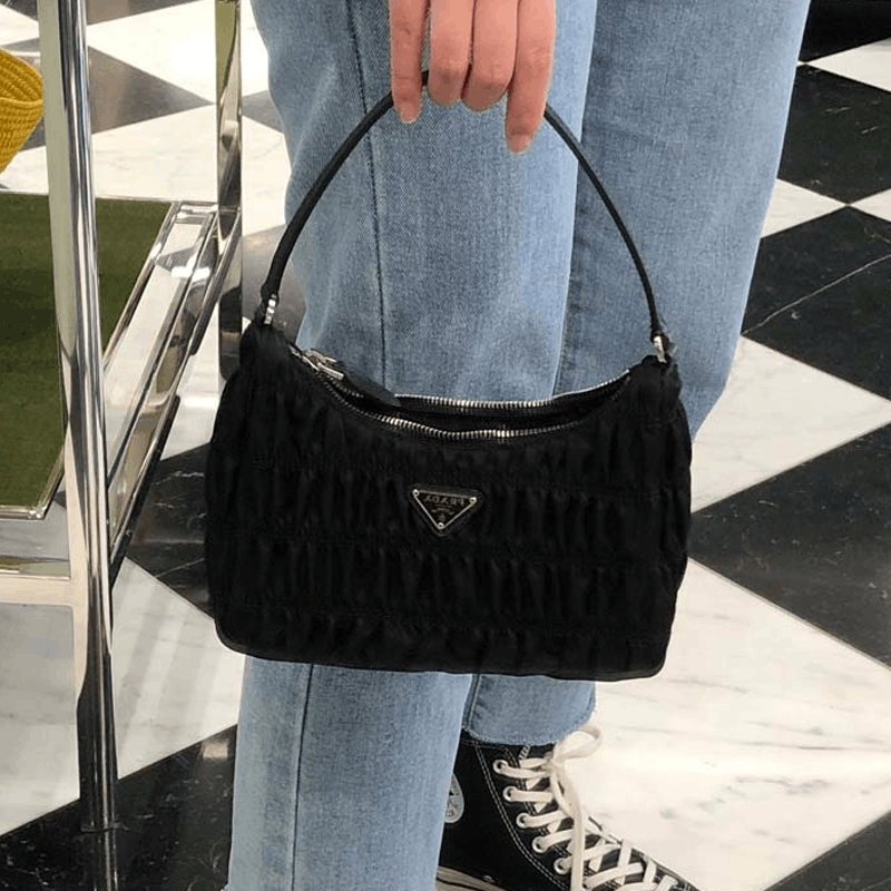 Prada Prada Ruched Nylon Re-Edition Hobo Bag Size ONE SIZE - 11 Thumbnail