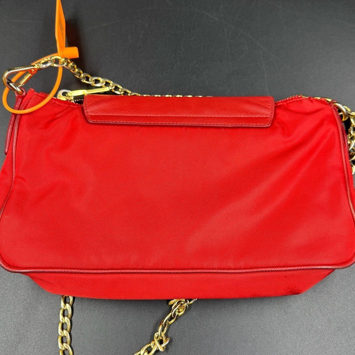 Prada Prada Red Nylon Chain Shoulder Bag Size ONE SIZE - 3 Thumbnail
