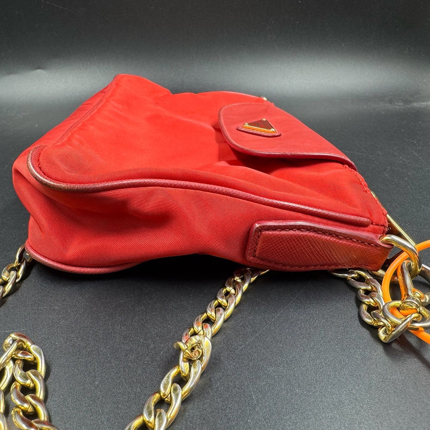 Prada Prada Red Nylon Chain Shoulder Bag Size ONE SIZE - 7 Thumbnail