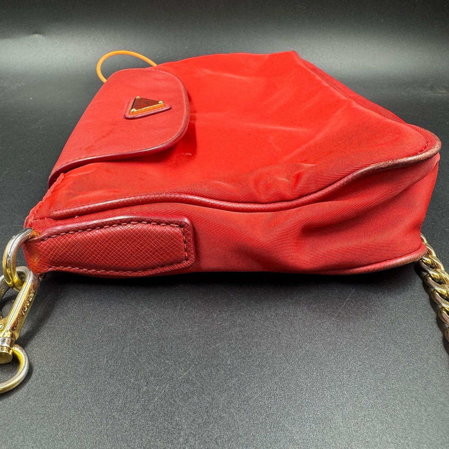 Prada Prada Red Nylon Chain Shoulder Bag Size ONE SIZE - 5 Thumbnail