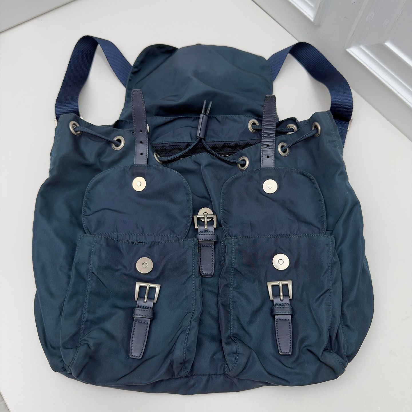 Prada Prada Blue Nylon Flap Backpack One Size Size ONE SIZE - 10 Thumbnail