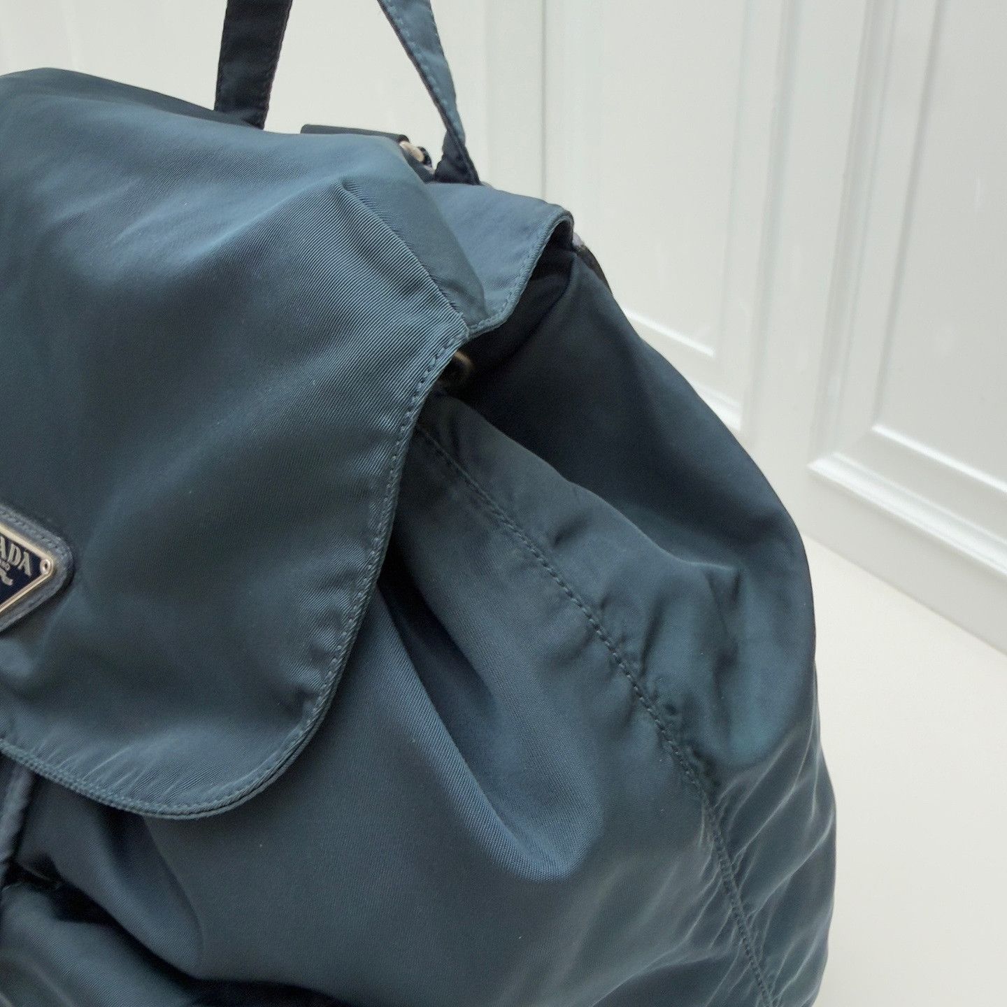 Prada Prada Blue Nylon Flap Backpack One Size Size ONE SIZE - 14 Thumbnail