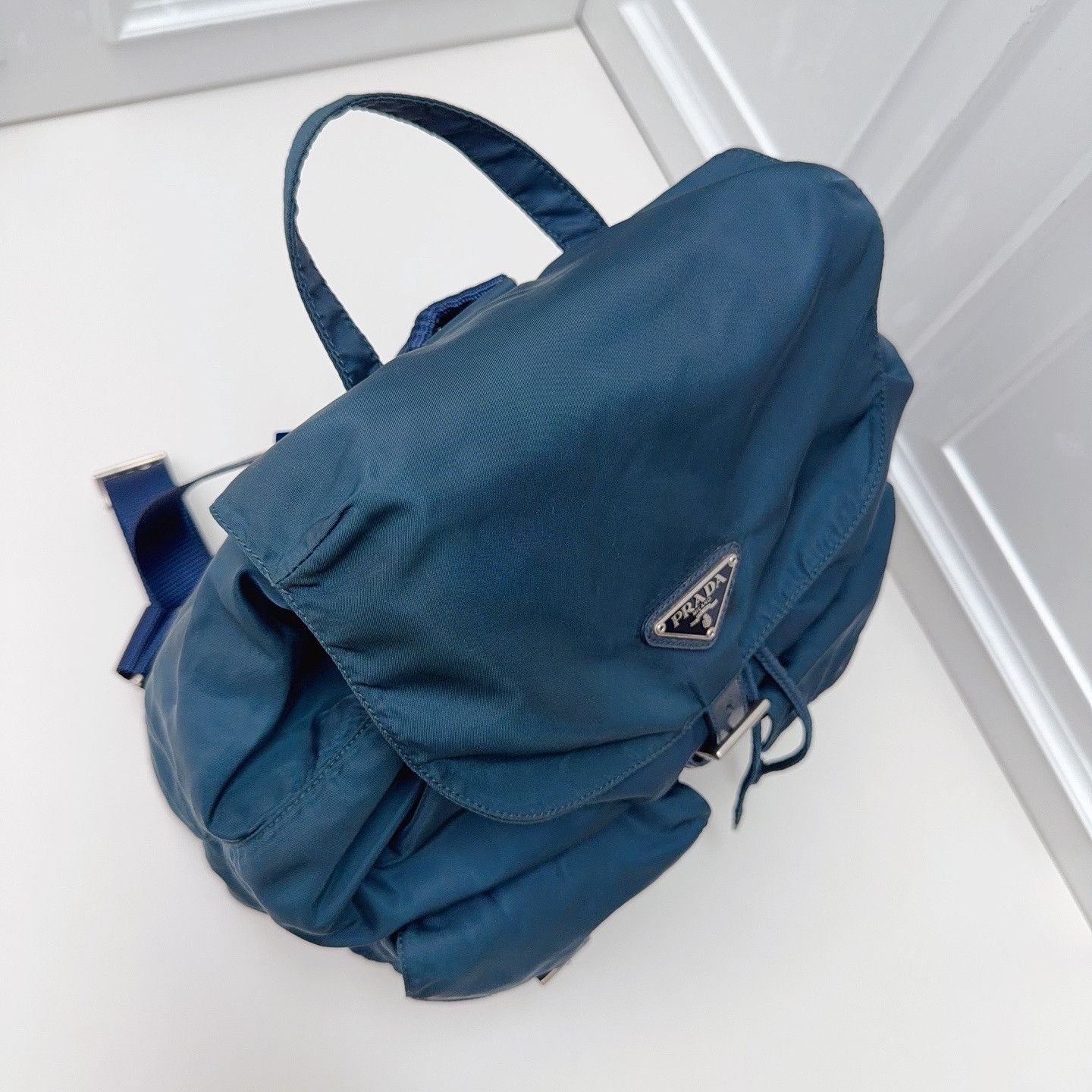 Prada Prada Blue Nylon Flap Backpack One Size Size ONE SIZE - 9 Thumbnail