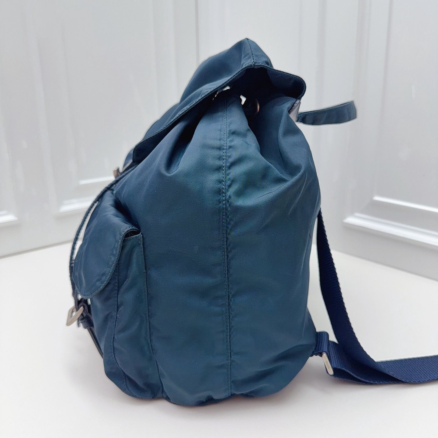 Prada Prada Blue Nylon Flap Backpack One Size Size ONE SIZE - 8 Thumbnail