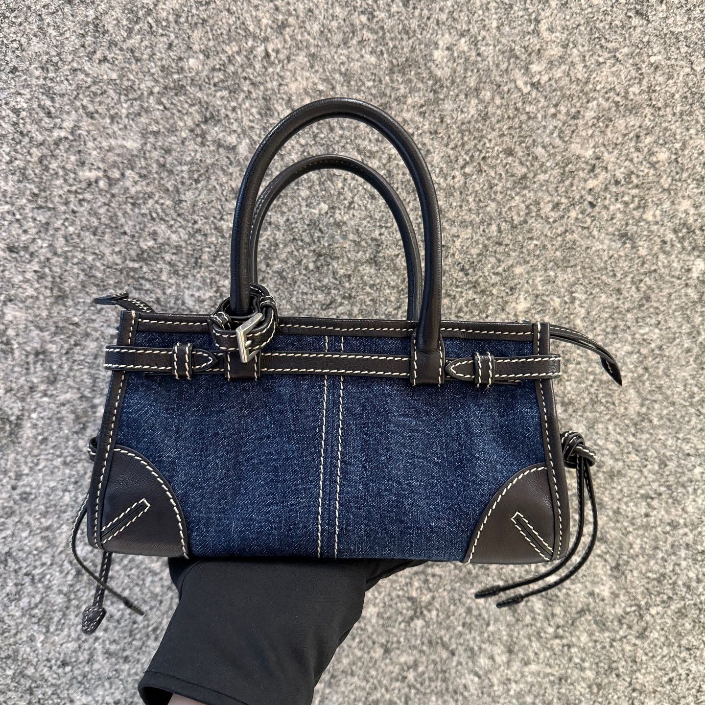 Prada Prada Denim Triangle Logo Mini Handle Bag Size ONE SIZE - 3 Thumbnail