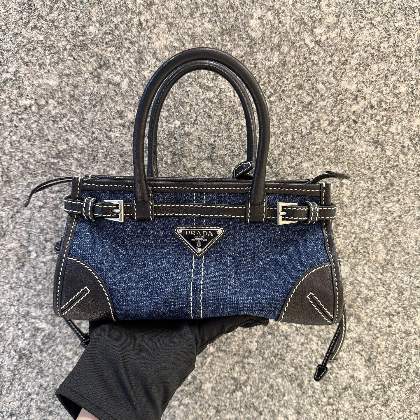 Prada Prada Denim Triangle Logo Mini Handle Bag Size ONE SIZE - 2 Thumbnail