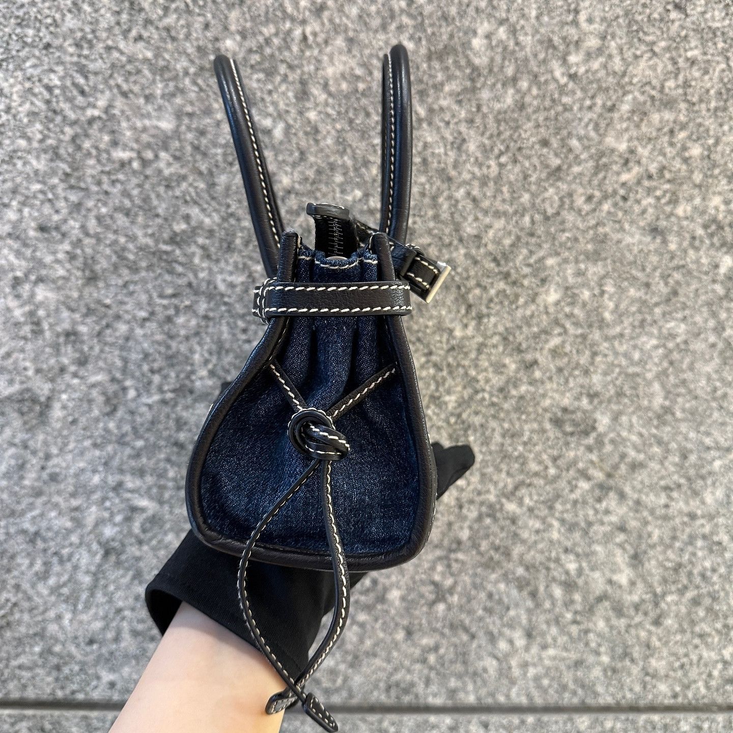Prada Prada Denim Triangle Logo Mini Handle Bag Size ONE SIZE - 7 Thumbnail