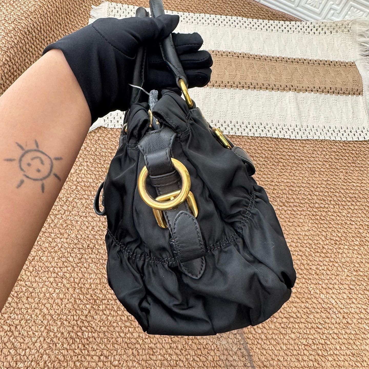 Prada Prada Ruched Nylon Handle Bag Size ONE SIZE - 14 Thumbnail