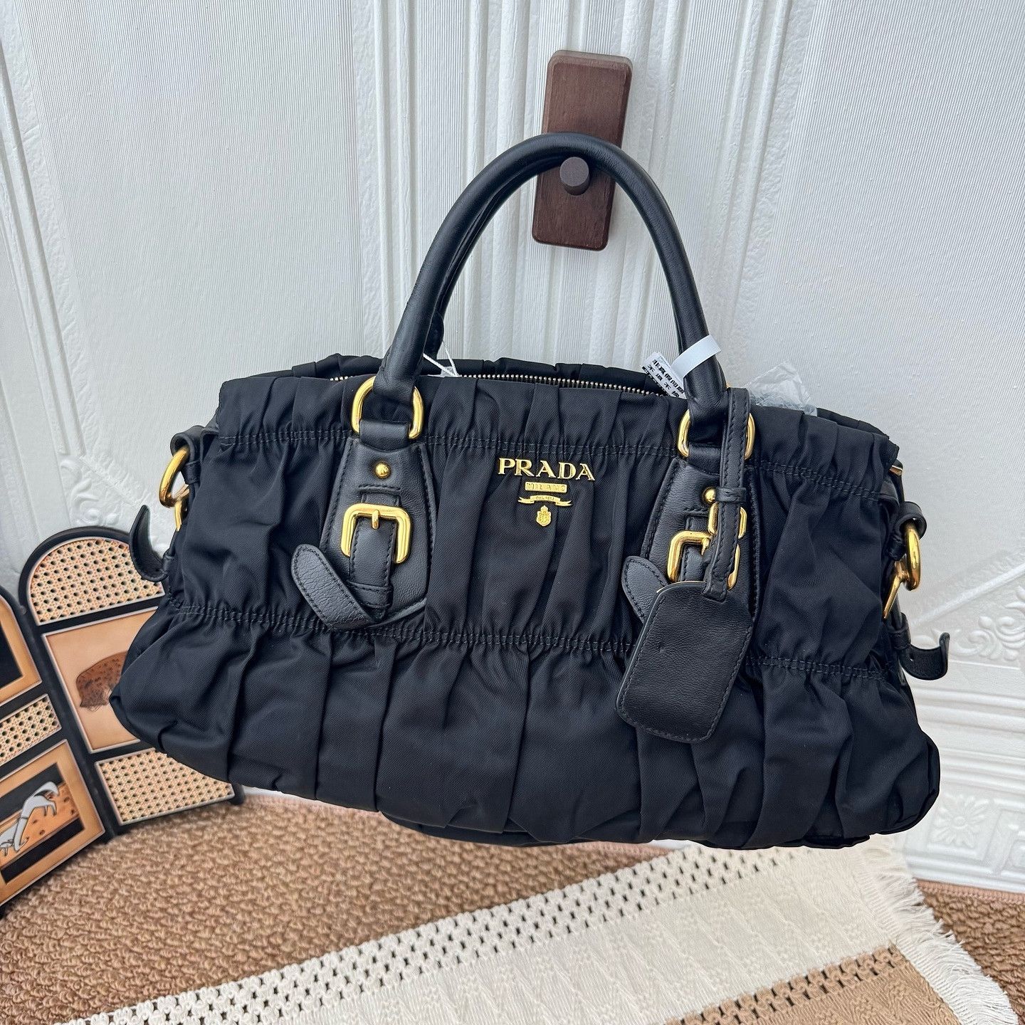 Prada Prada Ruched Nylon Handle Bag Size ONE SIZE - 11 Thumbnail