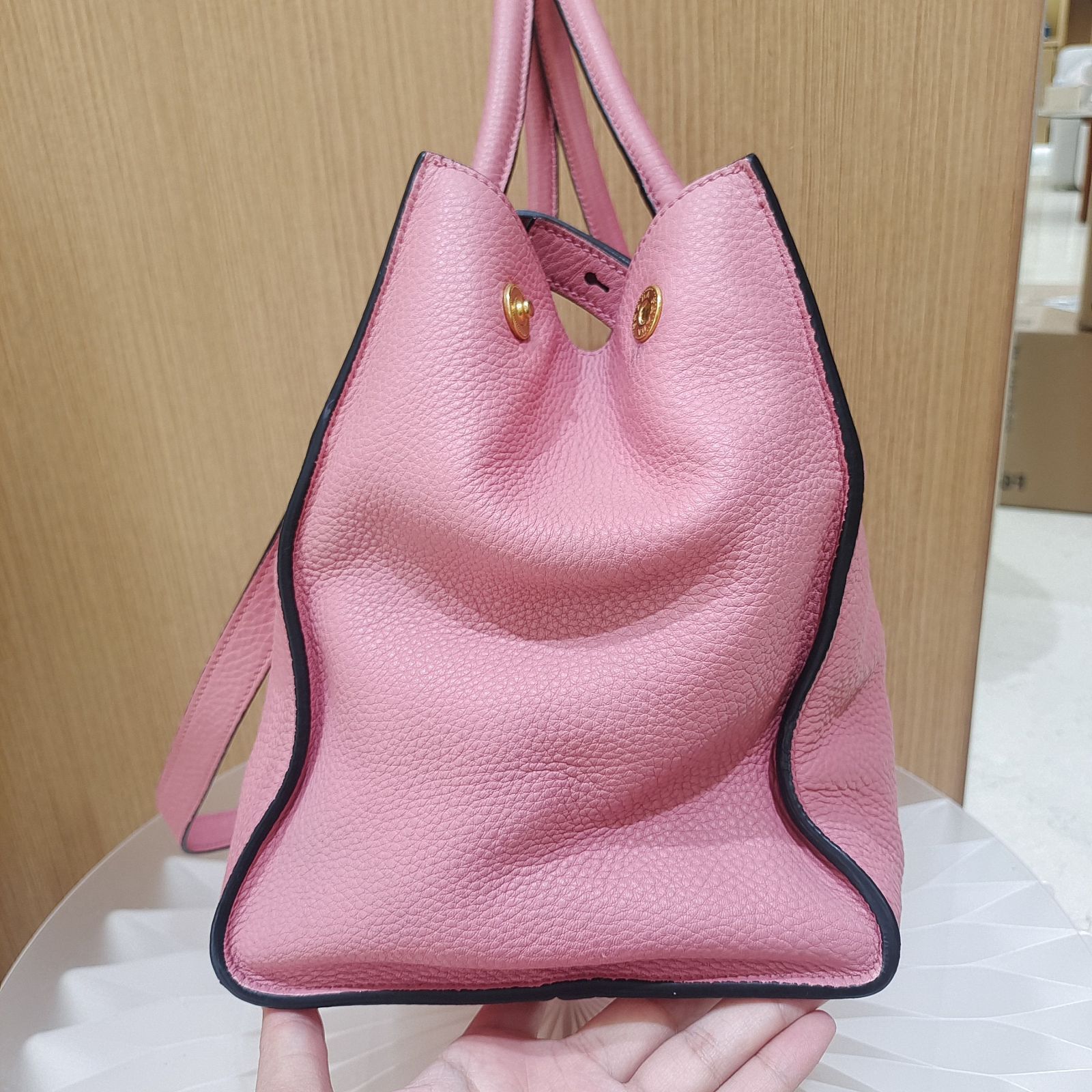 Prada Prada Pink Pebbled Leather Handle Bag Size ONE SIZE - 5 Thumbnail