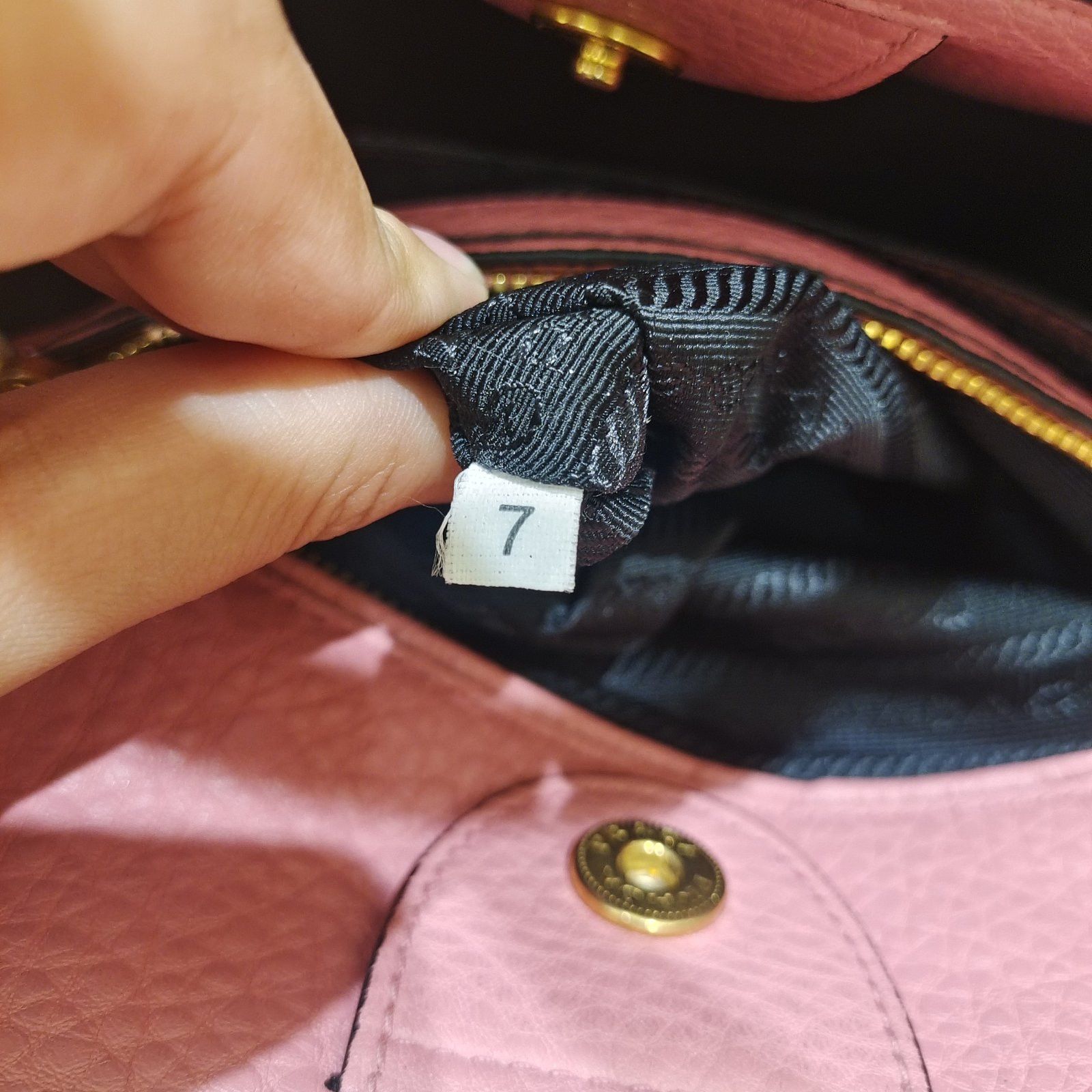 Prada Prada Pink Pebbled Leather Handle Bag Size ONE SIZE - 11 Thumbnail