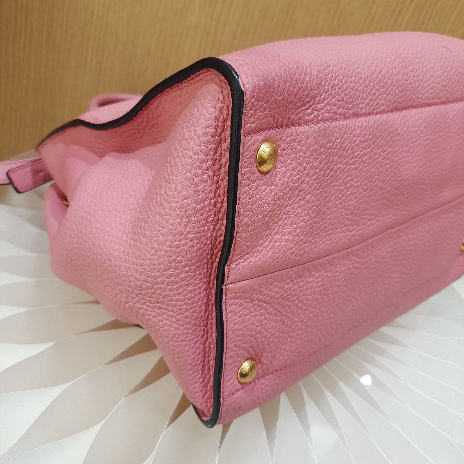 Prada Prada Pink Pebbled Leather Handle Bag Size ONE SIZE - 8 Thumbnail