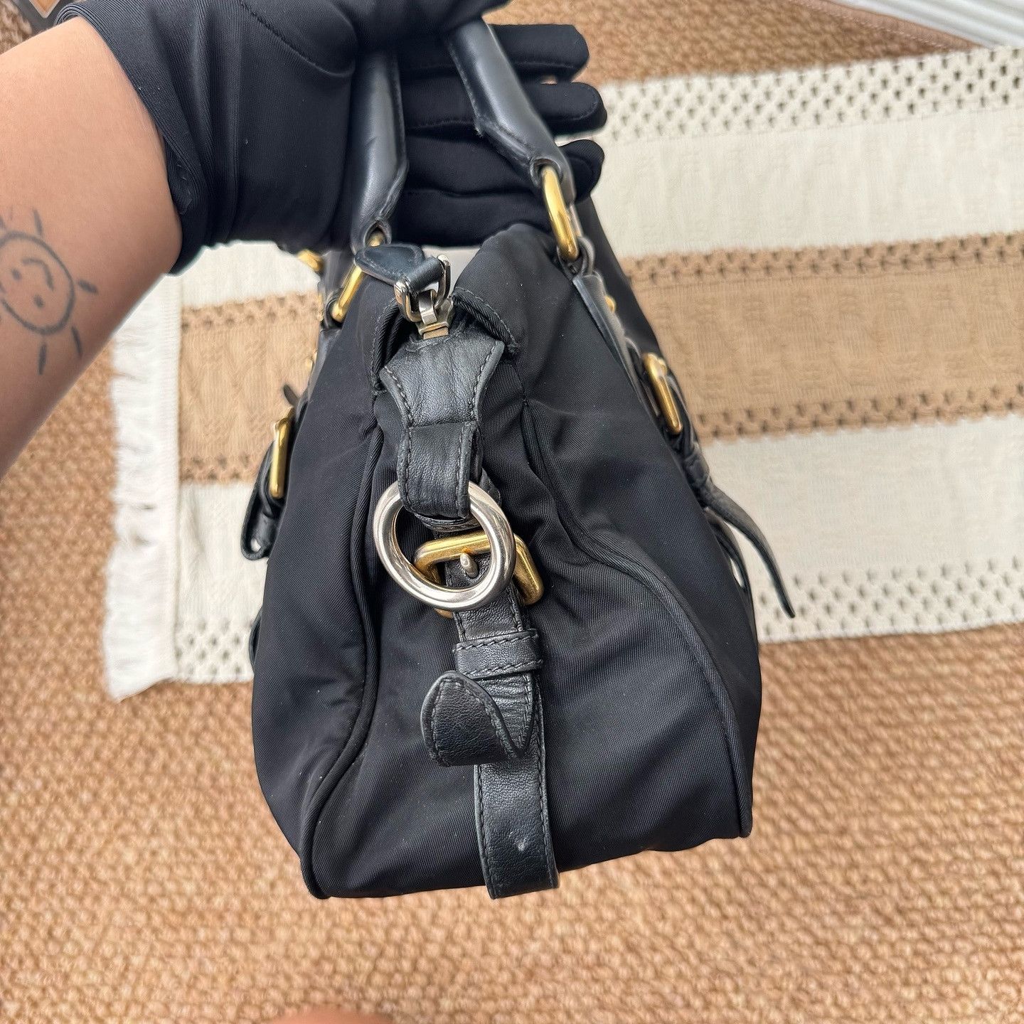 Prada Prada Black Nylon Handle Bag Size ONE SIZE - 14 Thumbnail