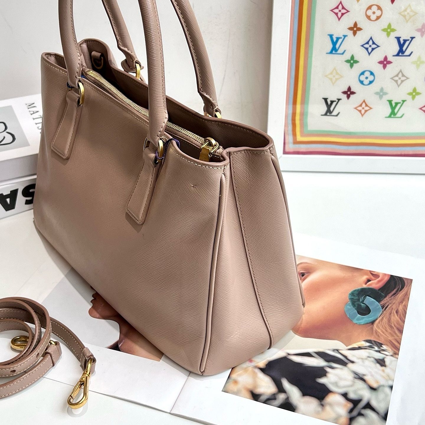 Prada Prada Saffiano Leather Galleria Handle Bag Size ONE SIZE - 6 Thumbnail