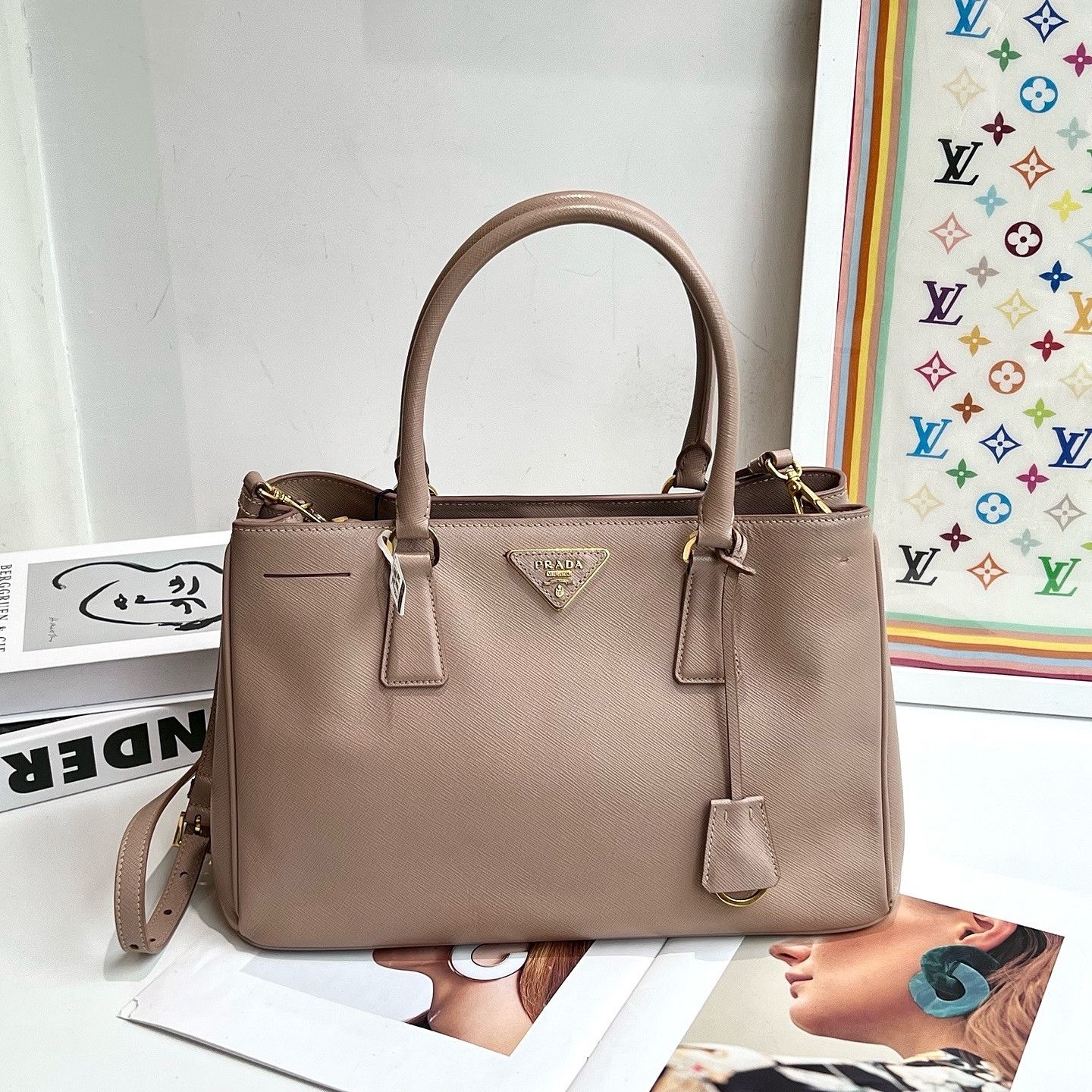 Prada Prada Saffiano Leather Galleria Handle Bag Size ONE SIZE - 2 Thumbnail
