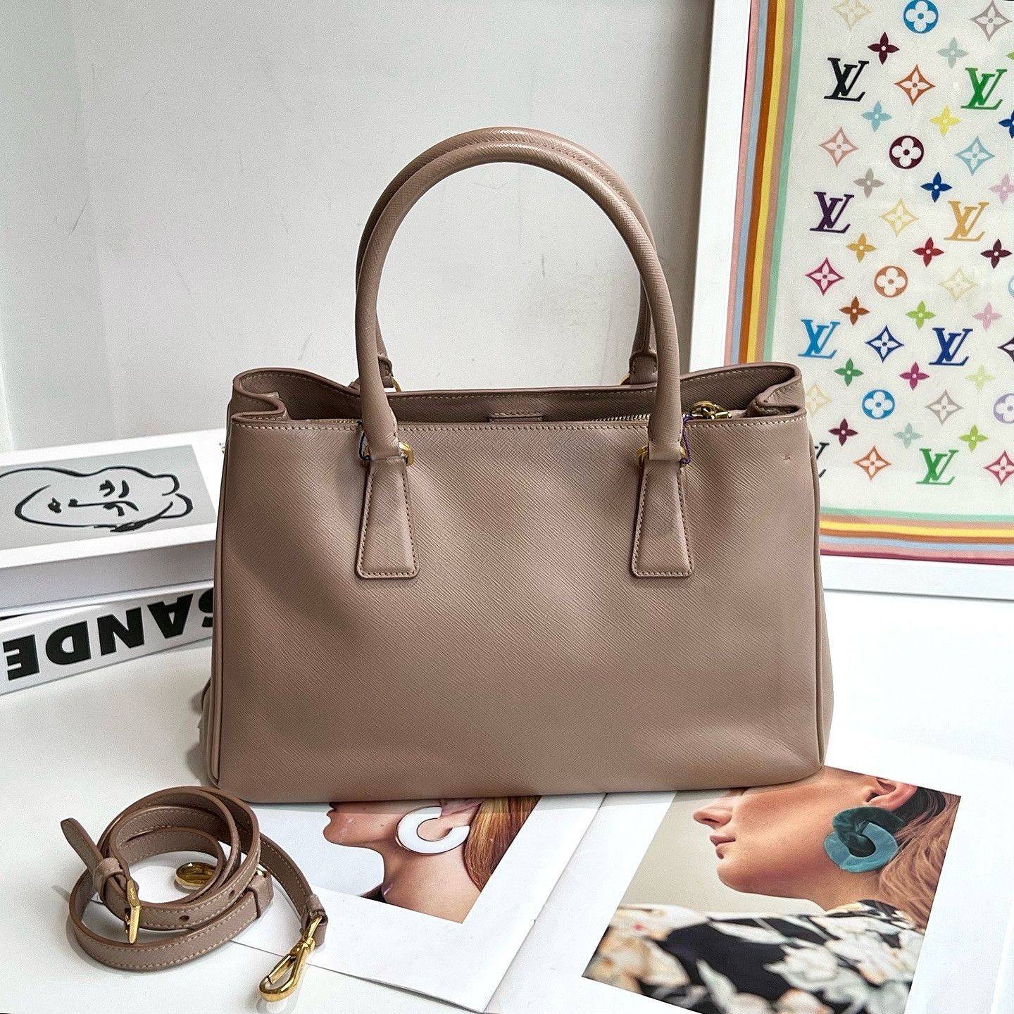 Prada Prada Saffiano Leather Galleria Handle Bag Size ONE SIZE - 3 Thumbnail