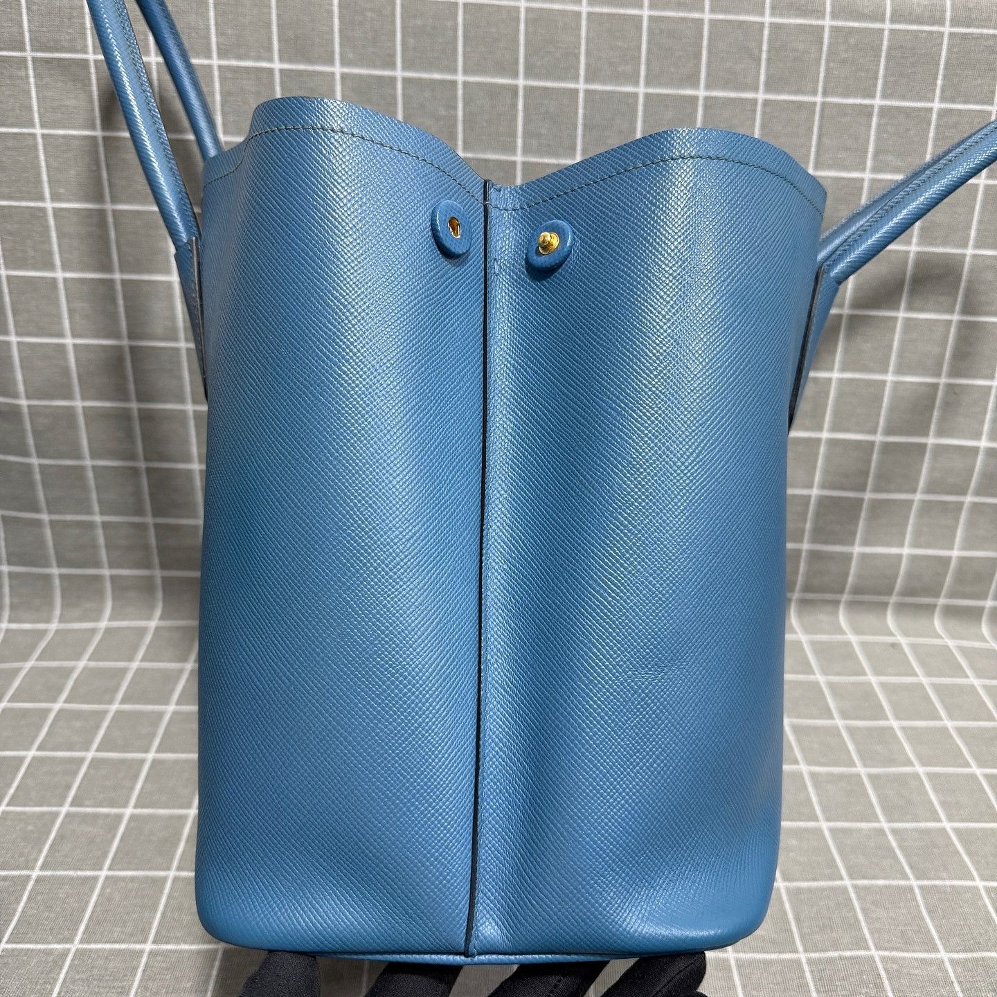 Prada Prada Double Saffiano Leather Tote Blue Size ONE SIZE - 6 Thumbnail