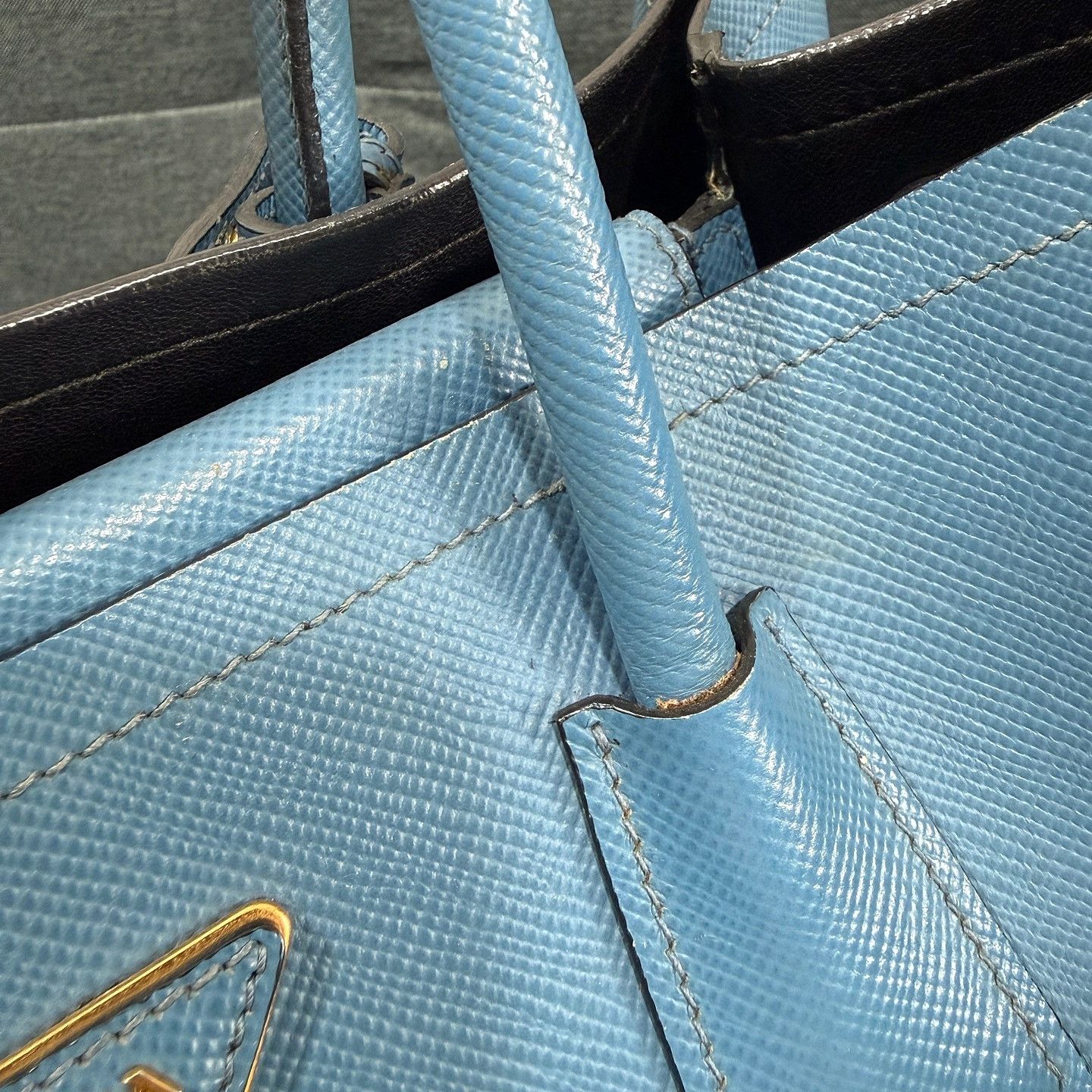 Prada Prada Double Saffiano Leather Tote Blue Size ONE SIZE - 15 Thumbnail